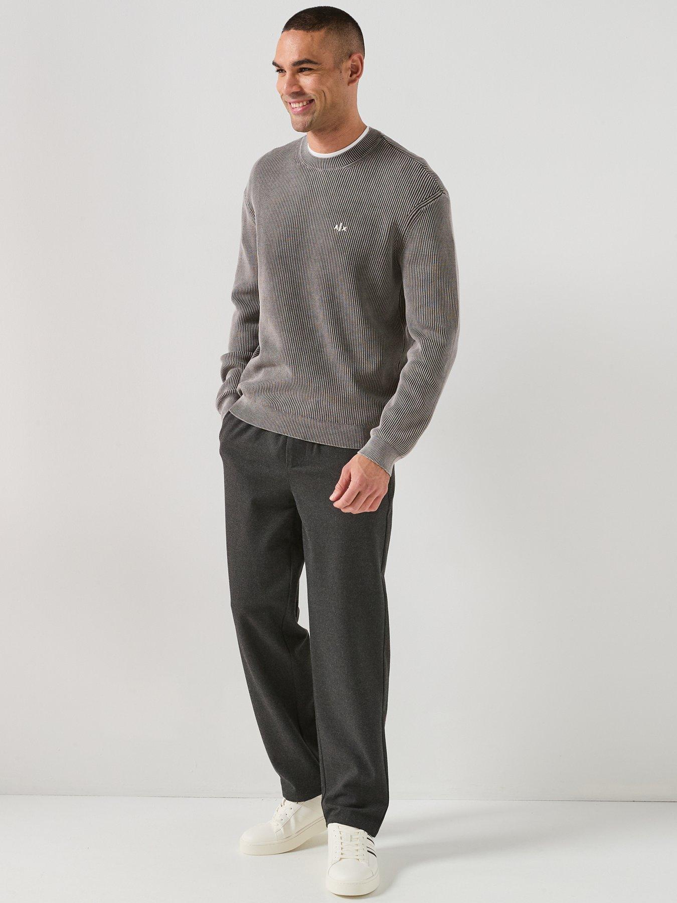  image of armani-exchange-knitted-jumper-dark-khaki