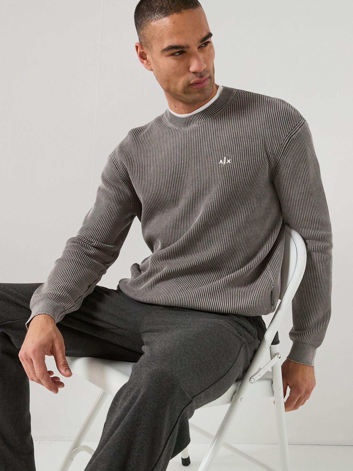  image of armani-exchange-knitted-jumper-dark-khaki