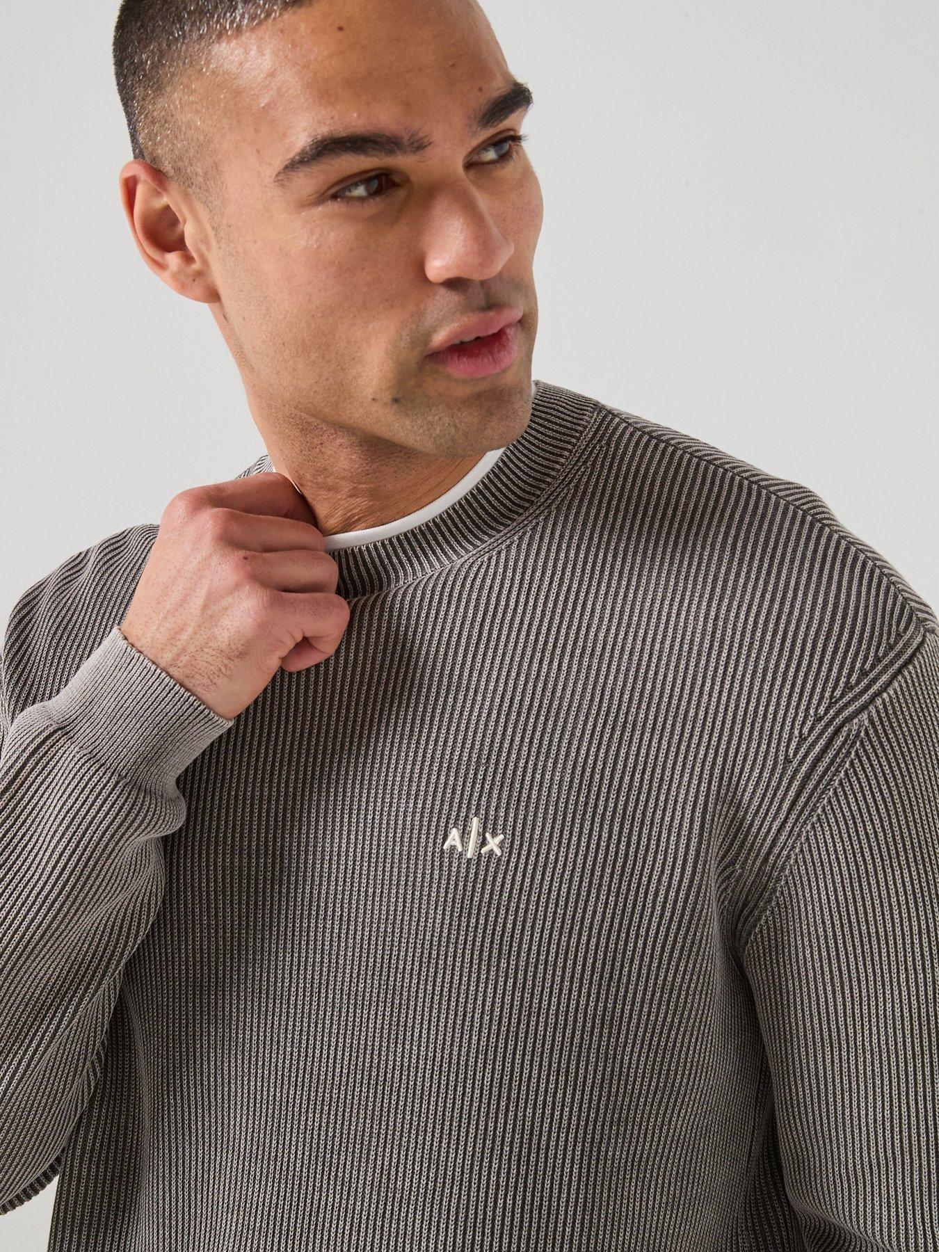  image of armani-exchange-knitted-jumper-dark-khaki