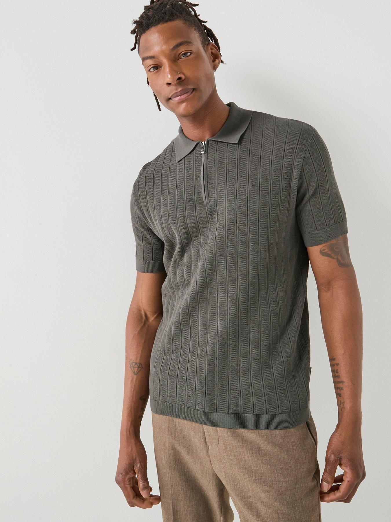 armani-exchange-zip-neck-knitted-polo-shirt-dark-khaki