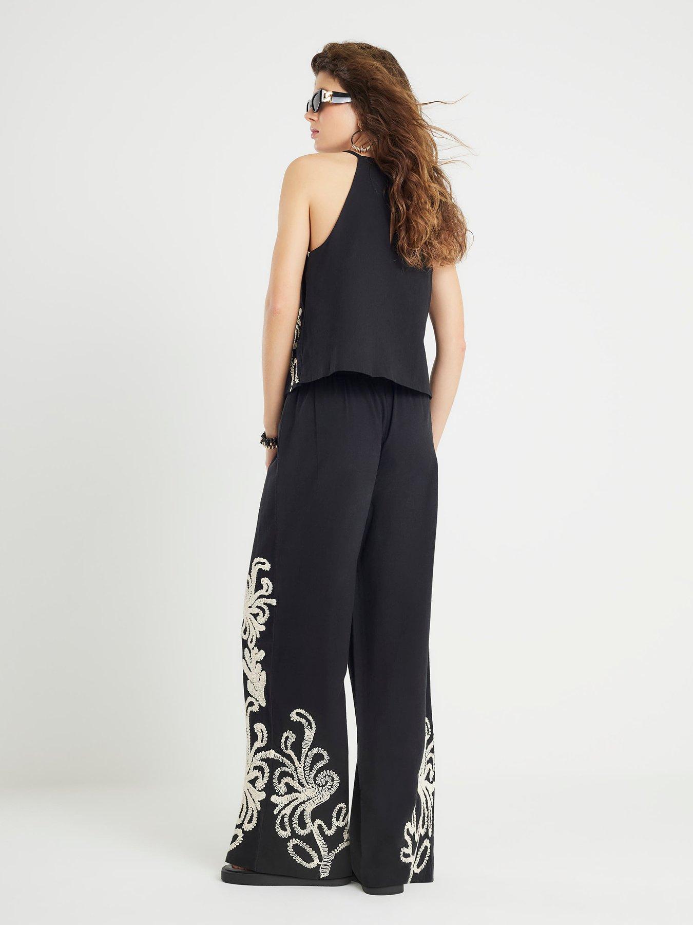Image 2 of 4 of River Island Craft Stitch Trouser - Black