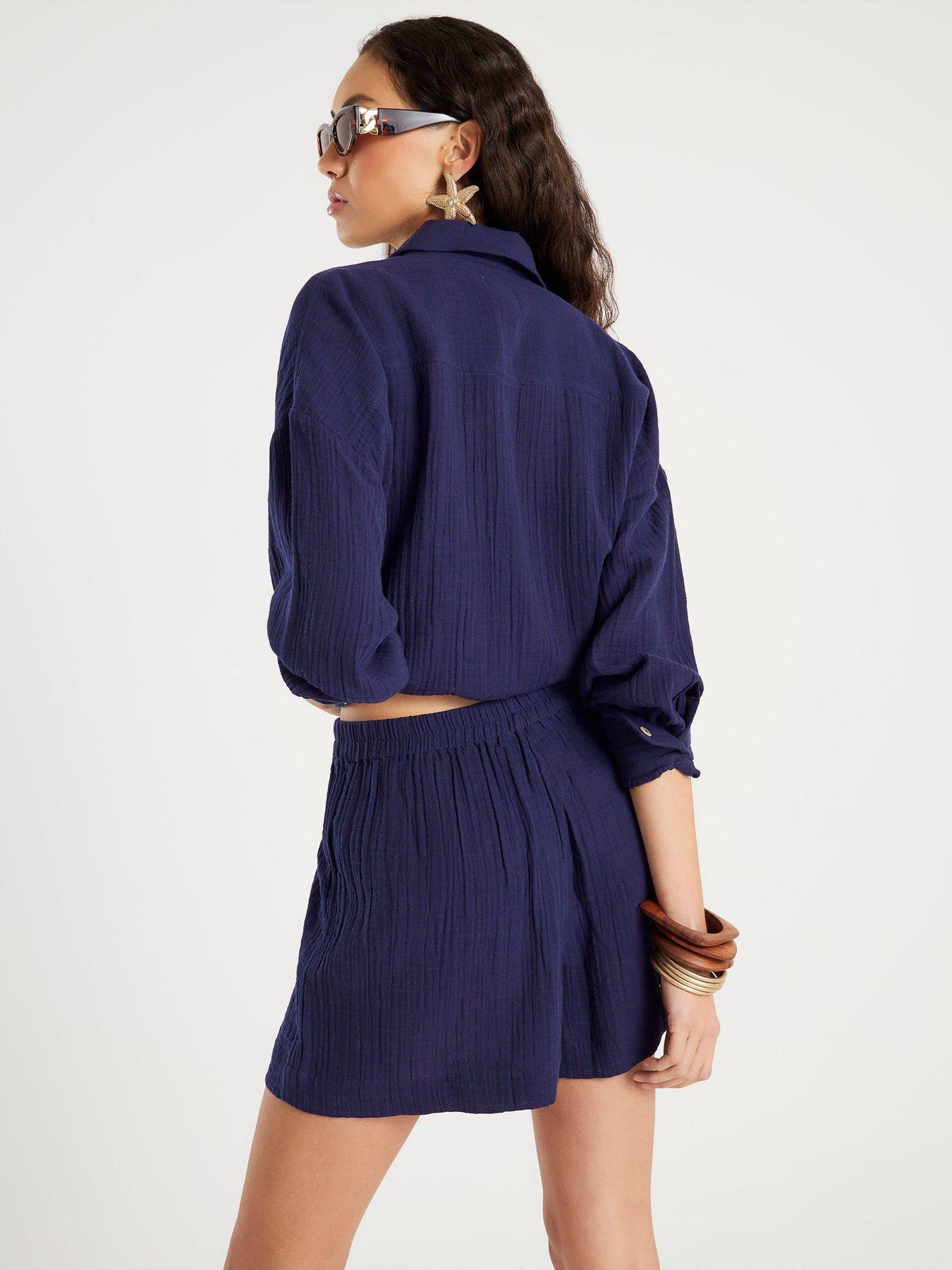  image of river-island-double-faced-shorts-navy