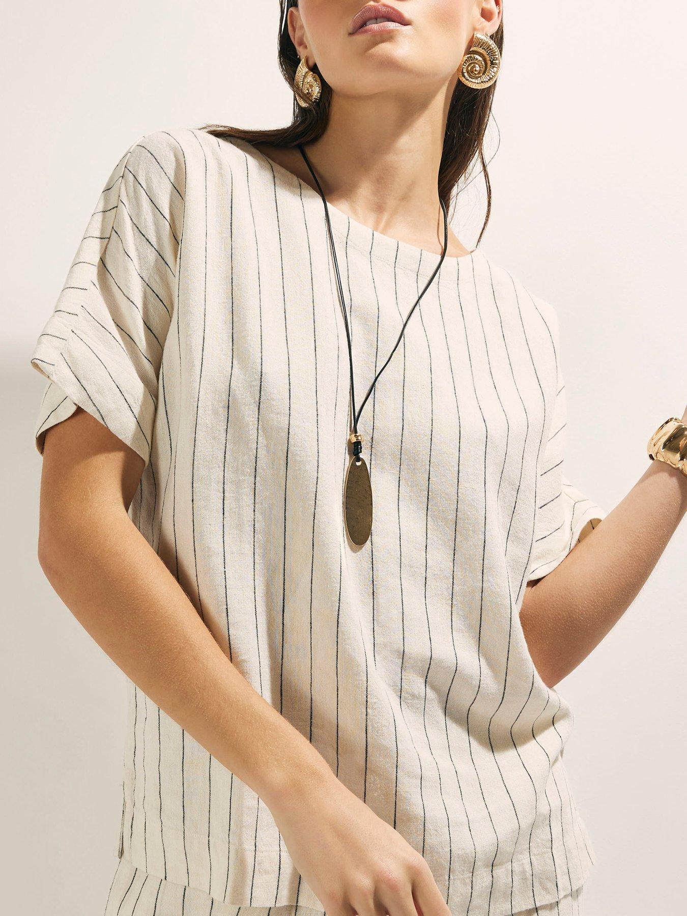 river-island-striped-linen-blend-t-shirt-beige