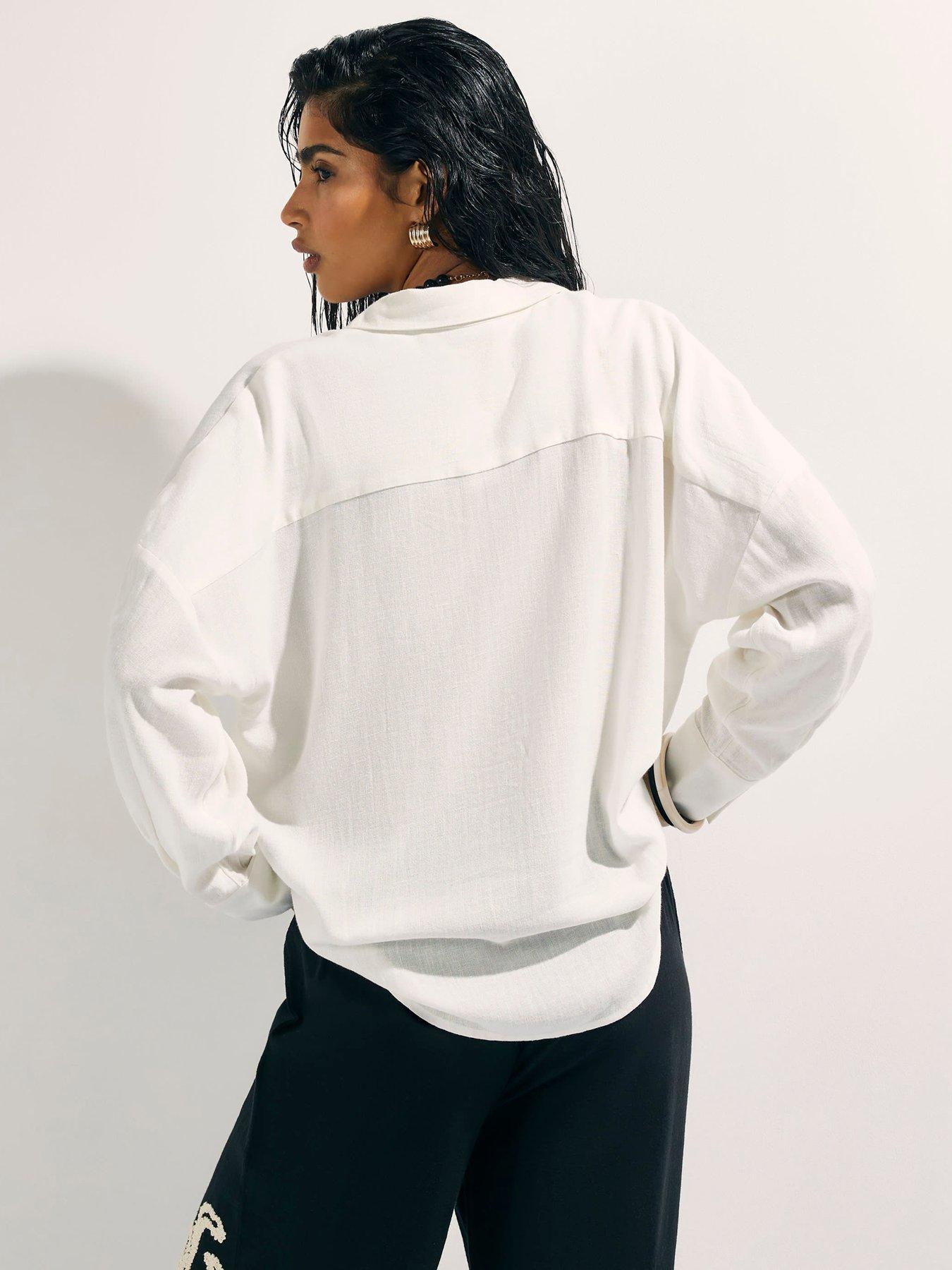 Image 2 of 4 of River Island Linen Blend Shirt - White