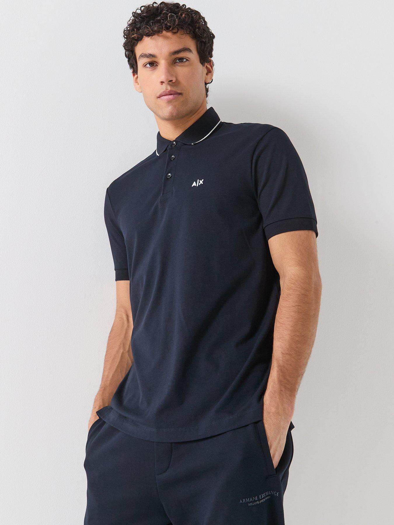 Armani Exchange Slim Fit Tipped Polo Shirt - Navy