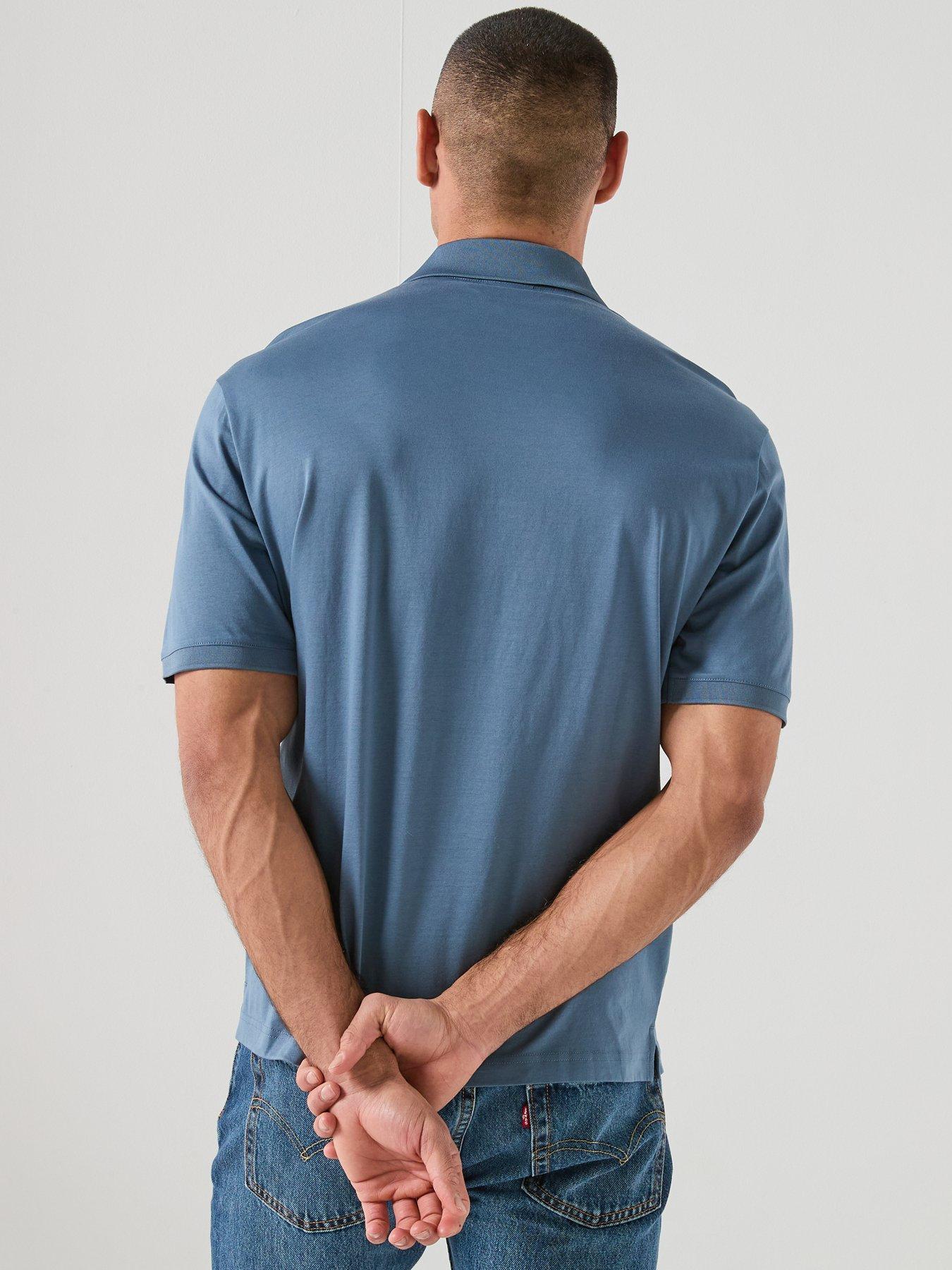  image of armani-exchange-zip-neck-polo-shirt-blue