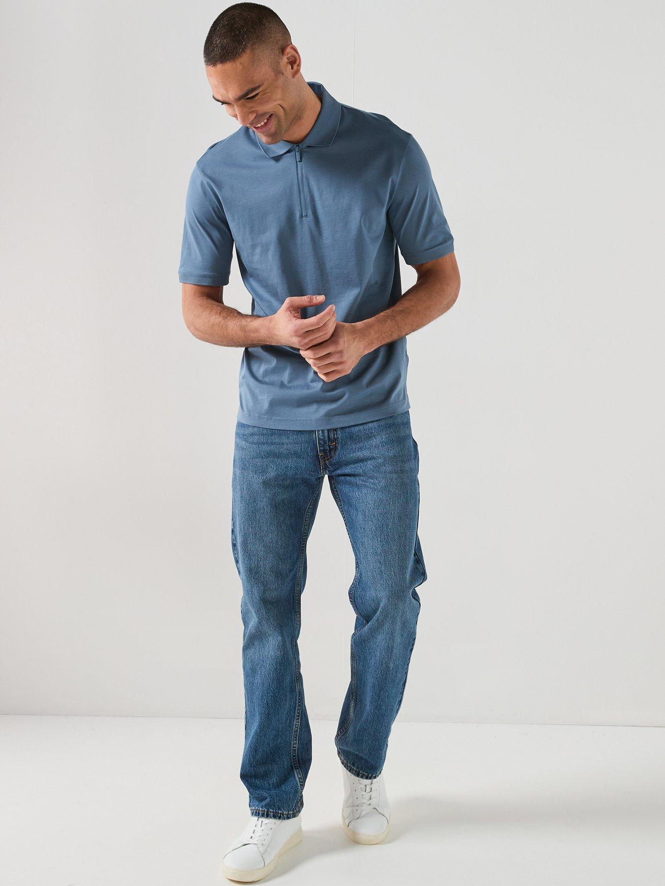  image of armani-exchange-zip-neck-polo-shirt-blue