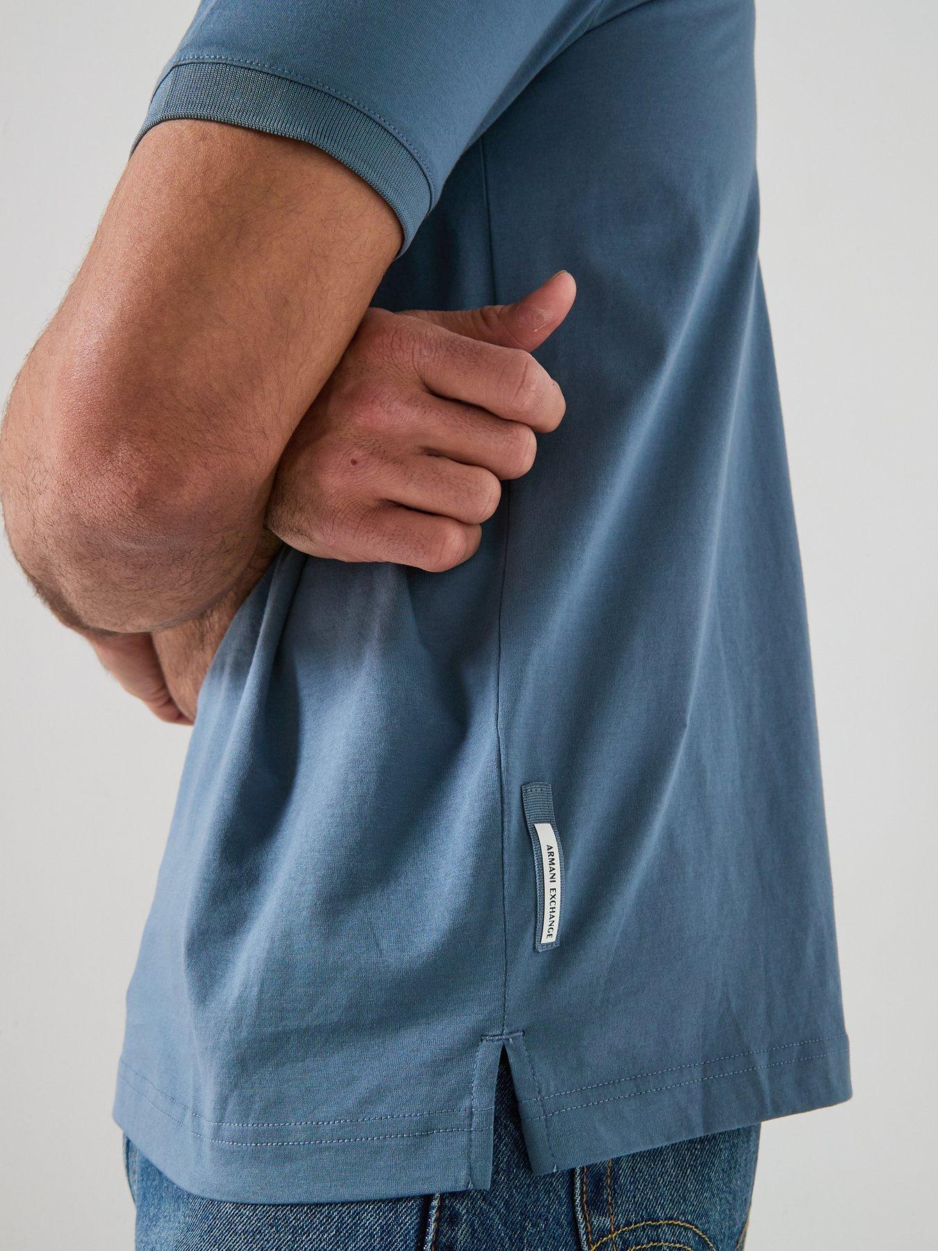  image of armani-exchange-zip-neck-polo-shirt-blue