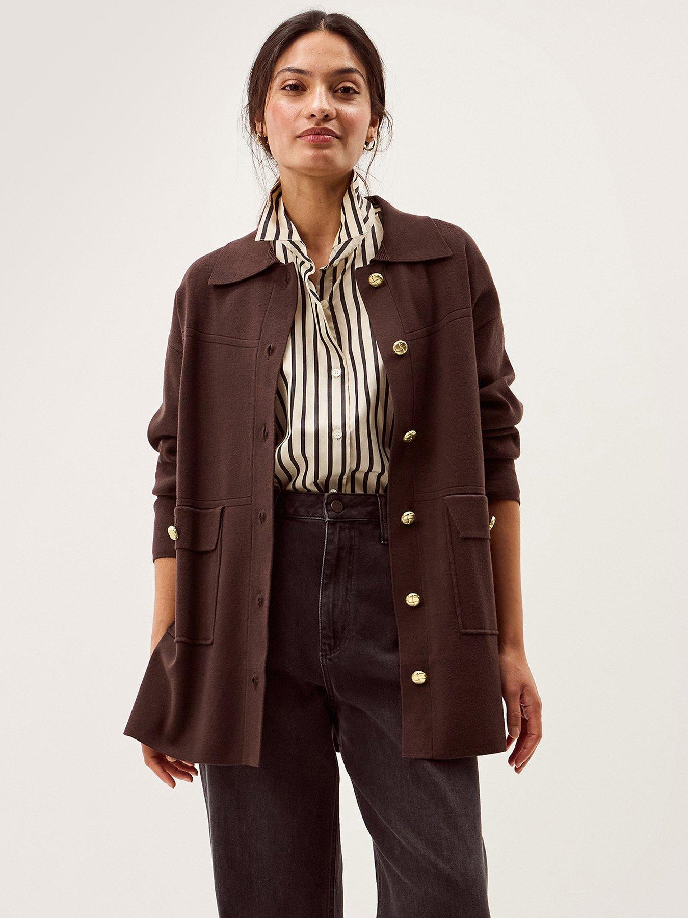  image of monsoon-nina-knitted-jacket-brown