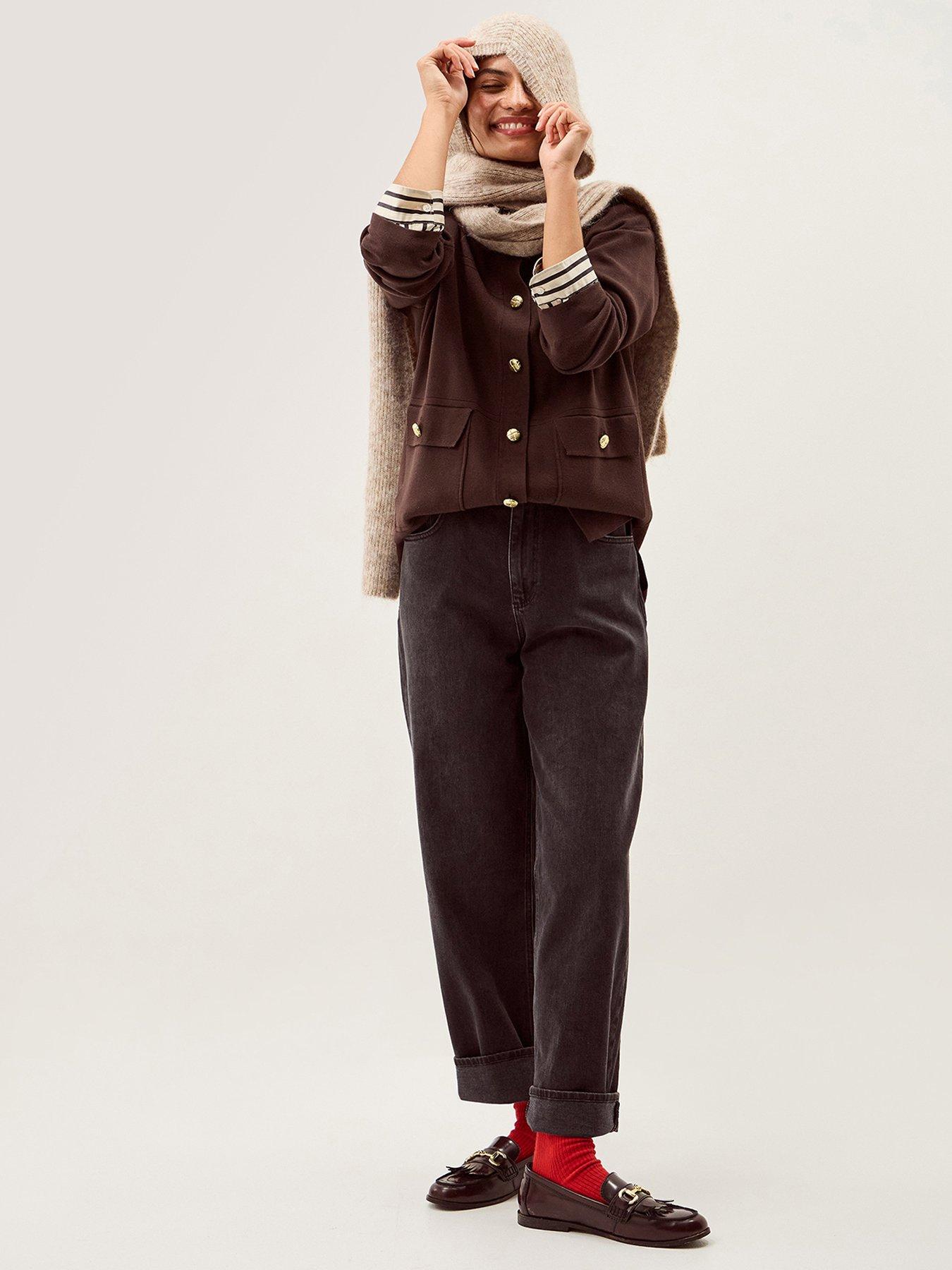  image of monsoon-nina-knitted-jacket-brown