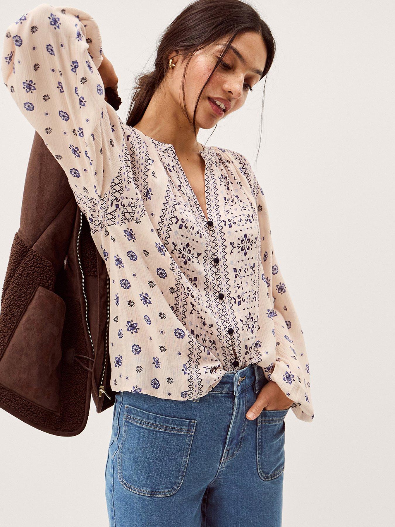 Monsoon Bonny Print Blouse - Cream