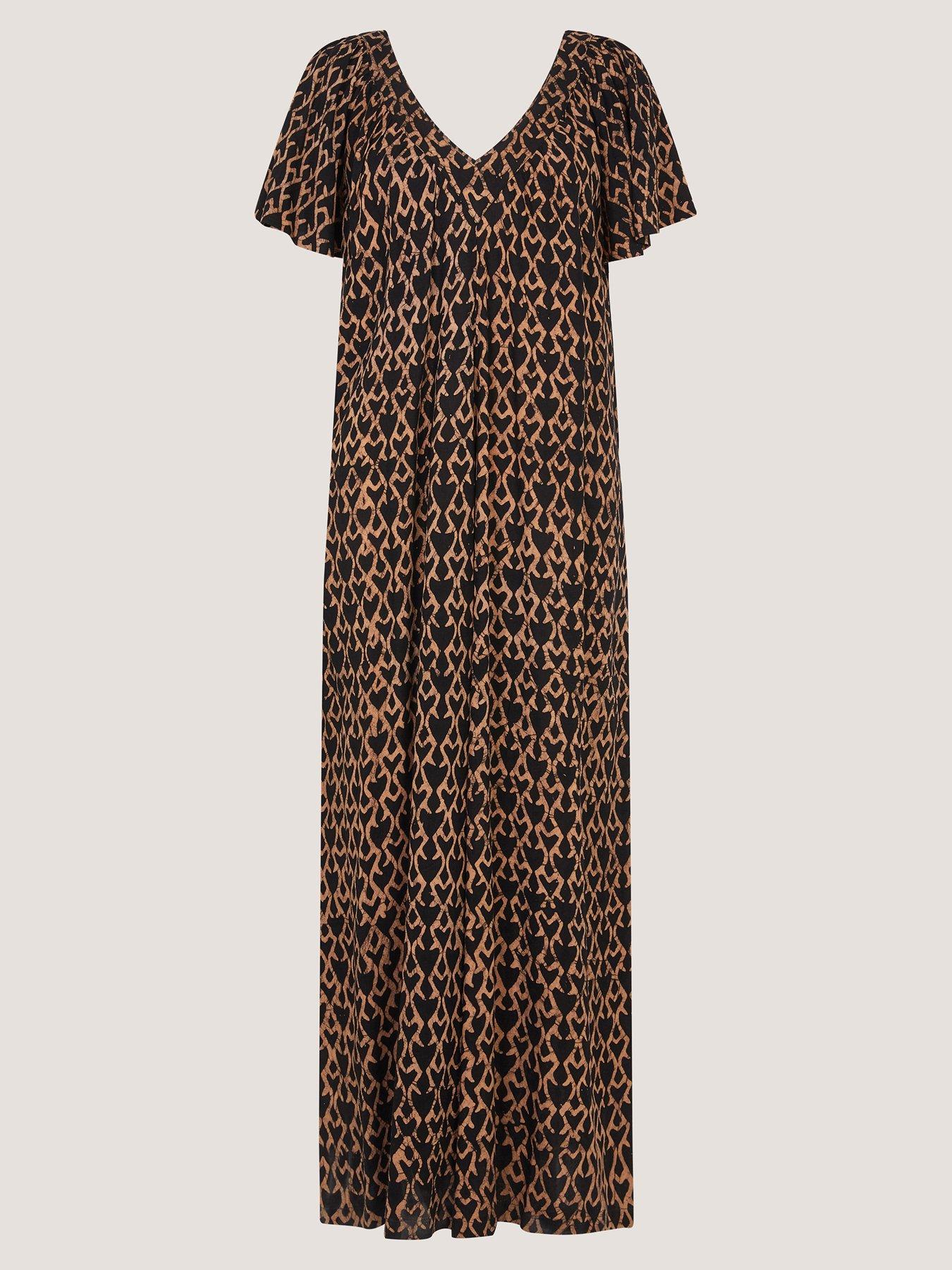 Image 1 of 5 of Monsoon Arti Print Wide Leg Jumpsuit - Black