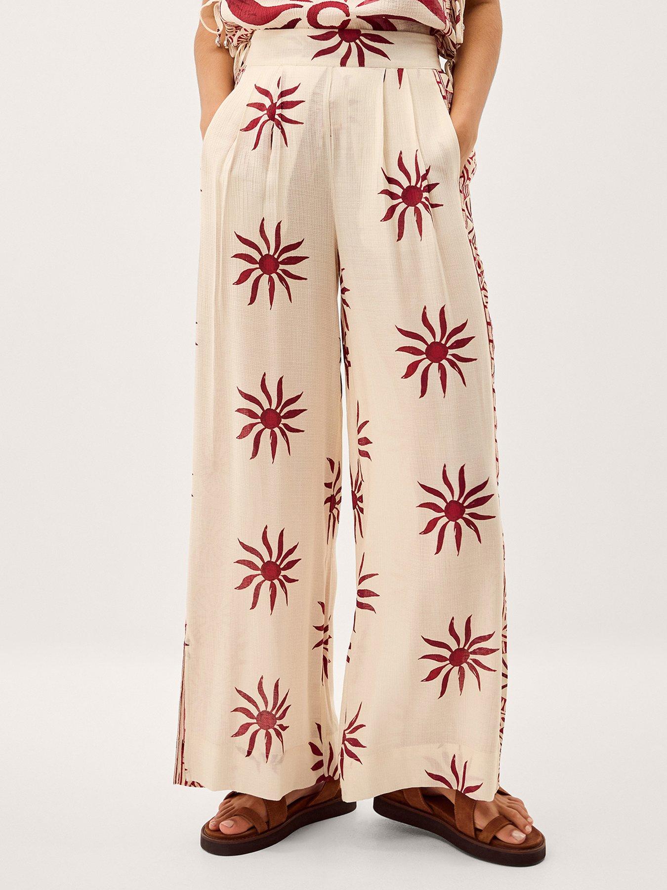Monsoon Sunnie Wide Leg Trousers - Cream
