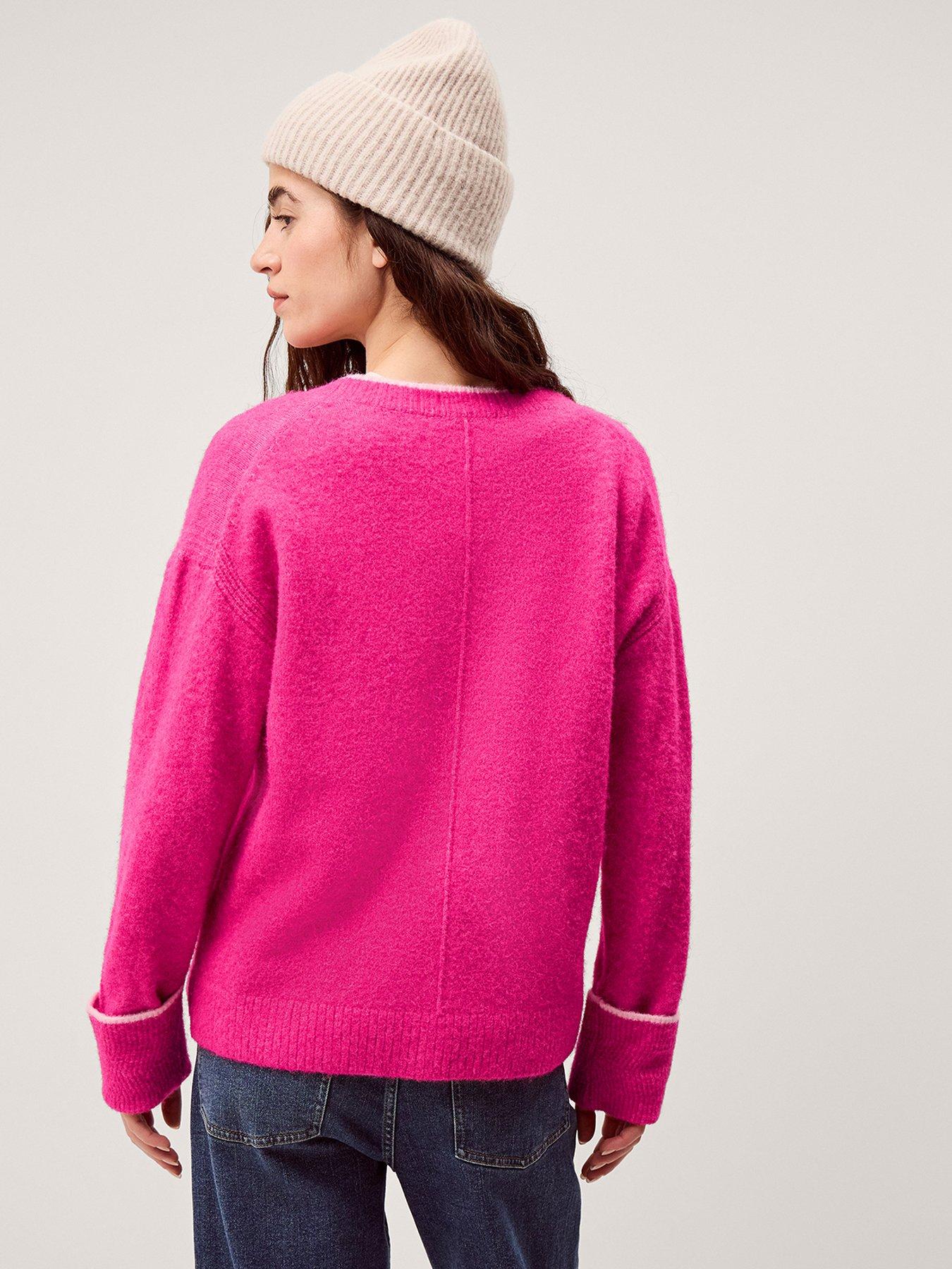 Image 2 of 5 of Monsoon Oona Oversized V Neck Cardigan - Pink