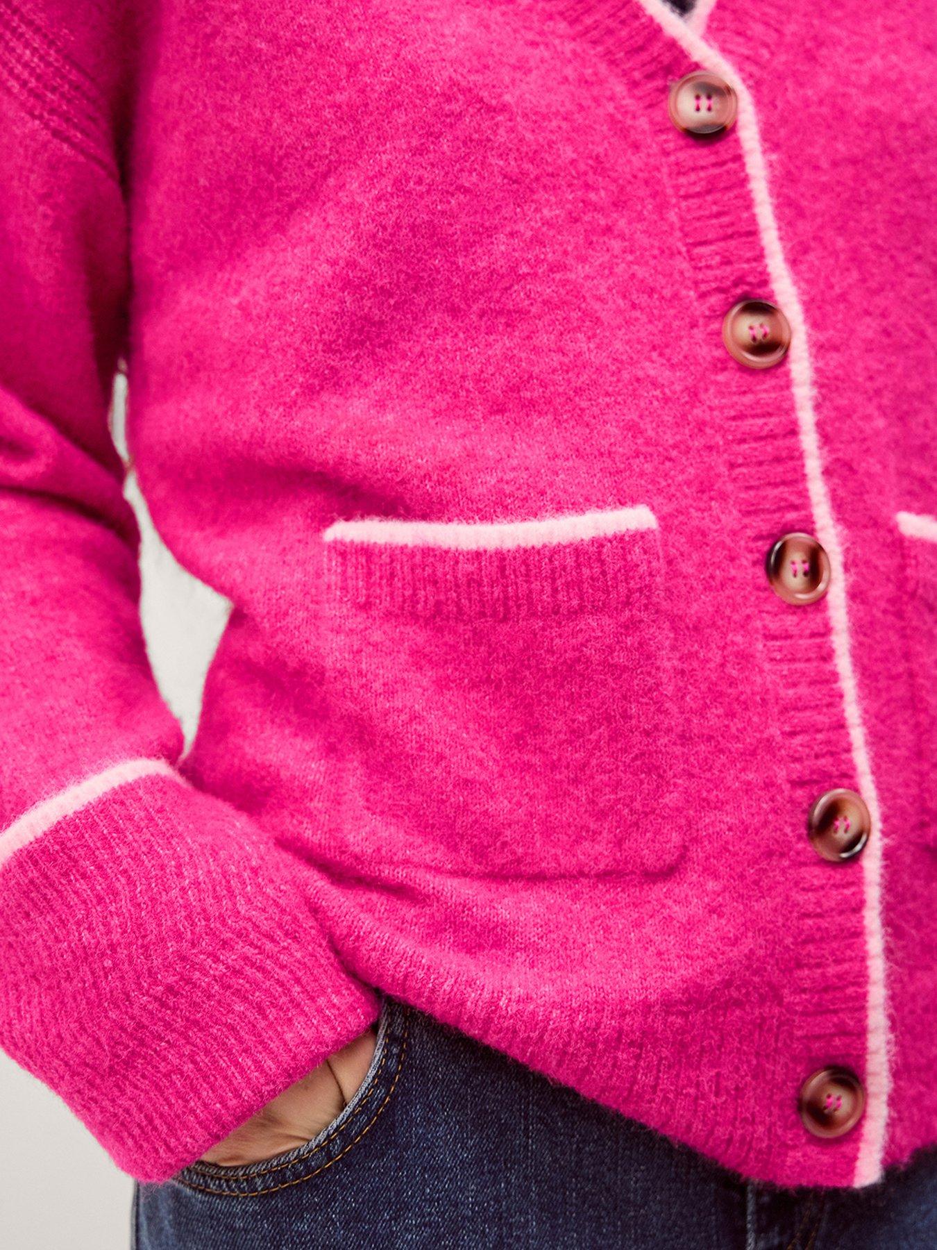 Image 4 of 5 of Monsoon Oona Oversized V Neck Cardigan - Pink