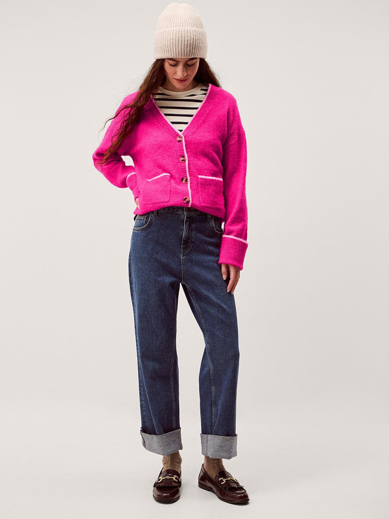 Image 5 of 5 of Monsoon Oona Oversized V Neck Cardigan - Pink