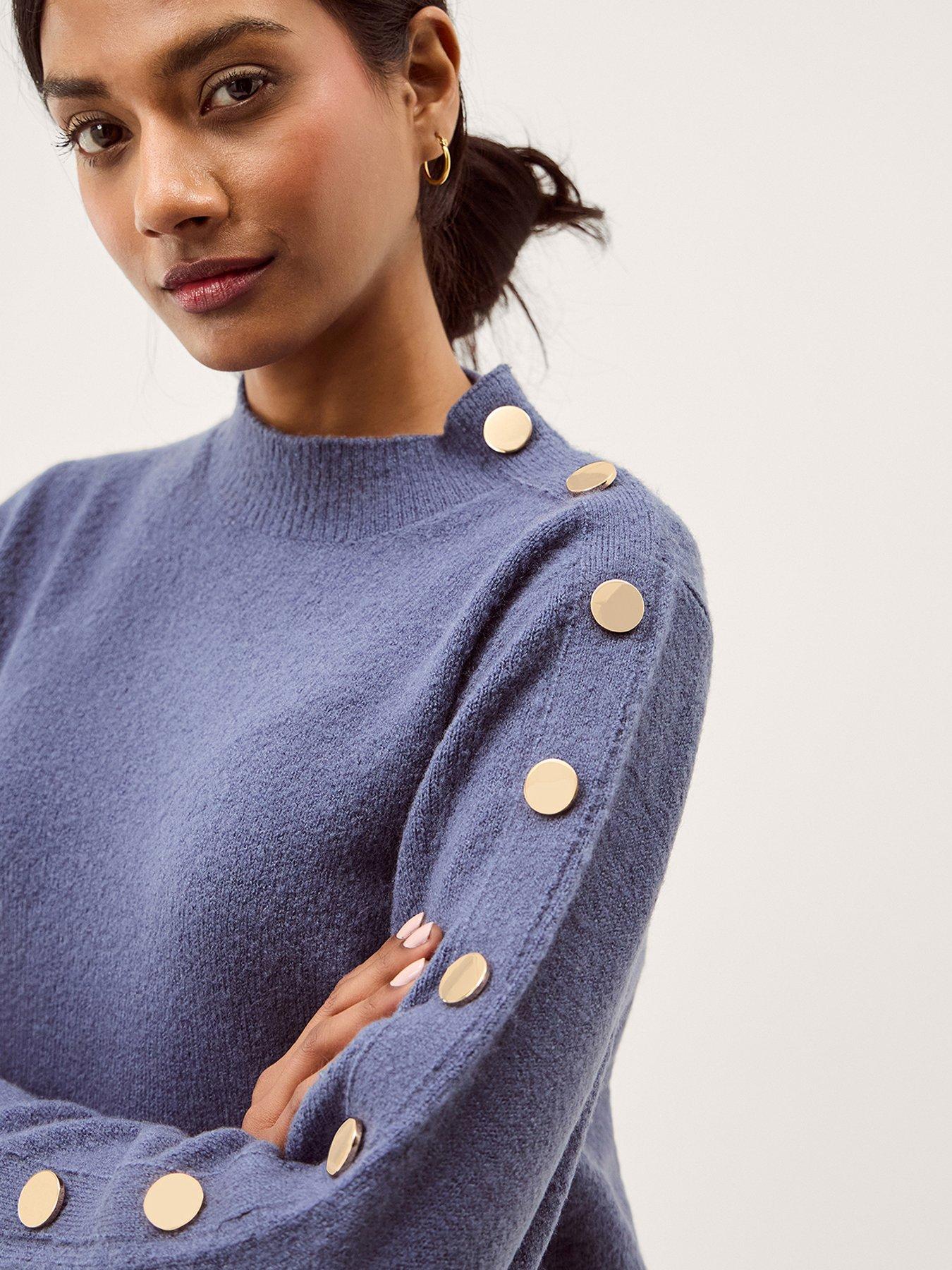 Image 3 of 4 of Monsoon Breda Button Jumper - Blue