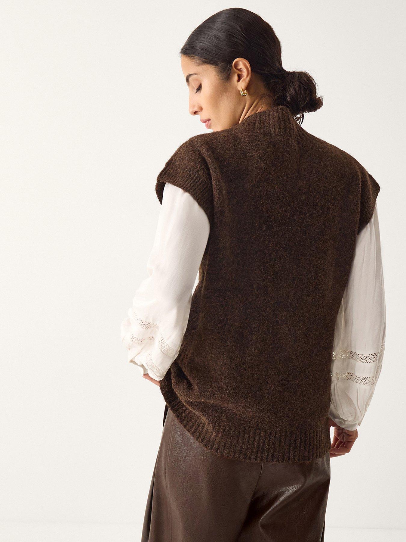  image of monsoon-coli-cable-knit-vest-brown