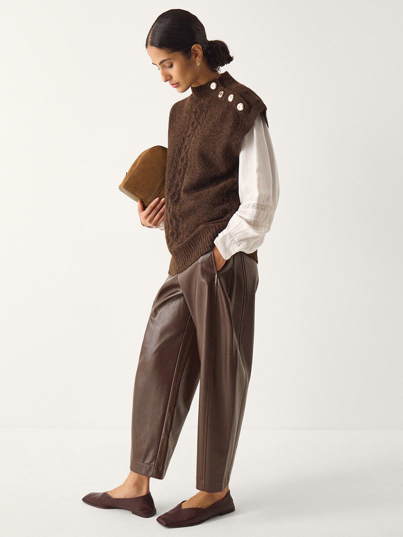  image of monsoon-coli-cable-knit-vest-brown