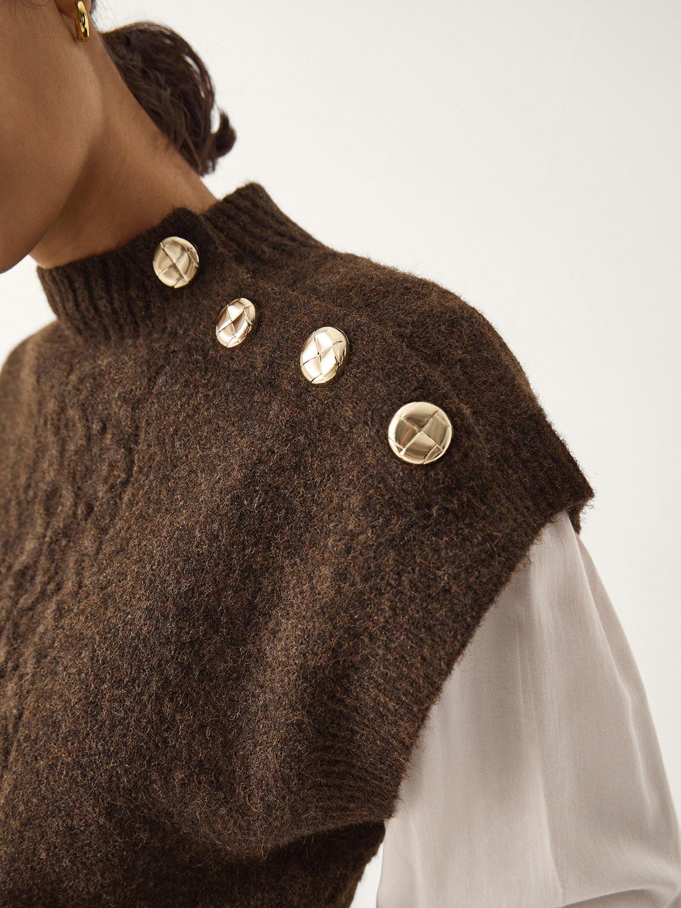  image of monsoon-coli-cable-knit-vest-brown