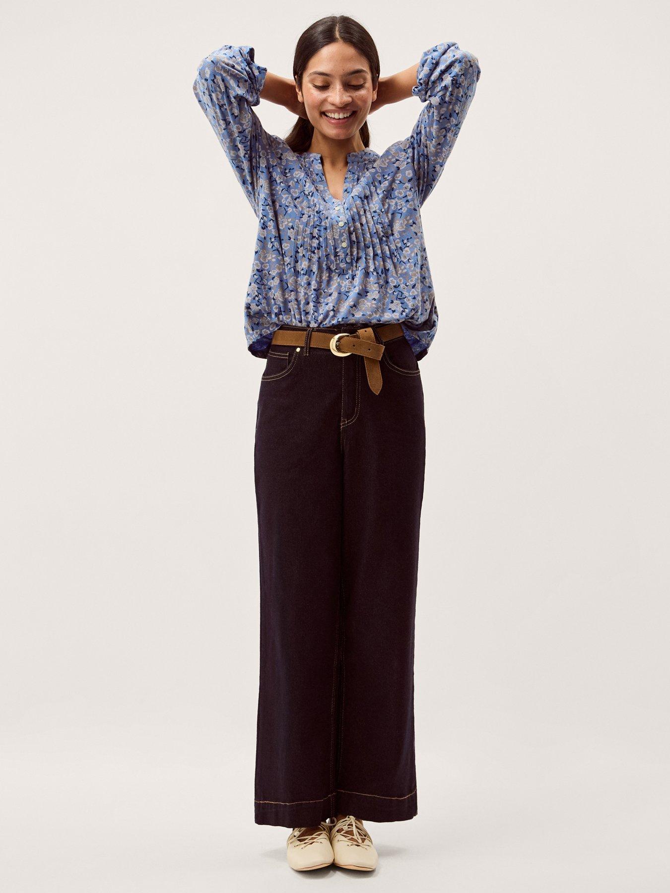 Image 3 of 5 of Monsoon Nina Print Jersey Top - Blue