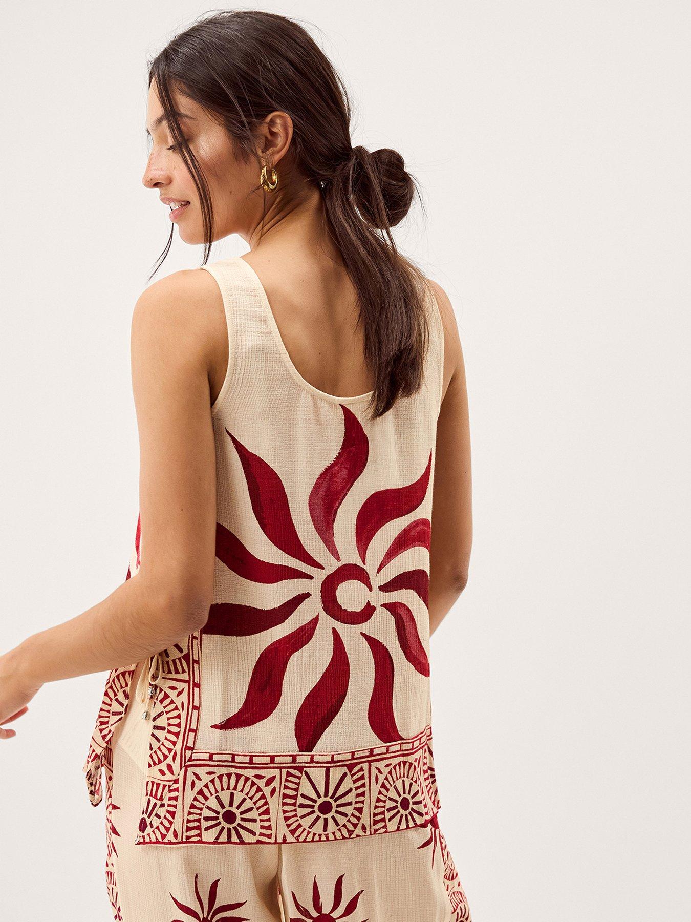 Image 2 of 5 of Monsoon Sunnie Tie Side Cami Top - Cream