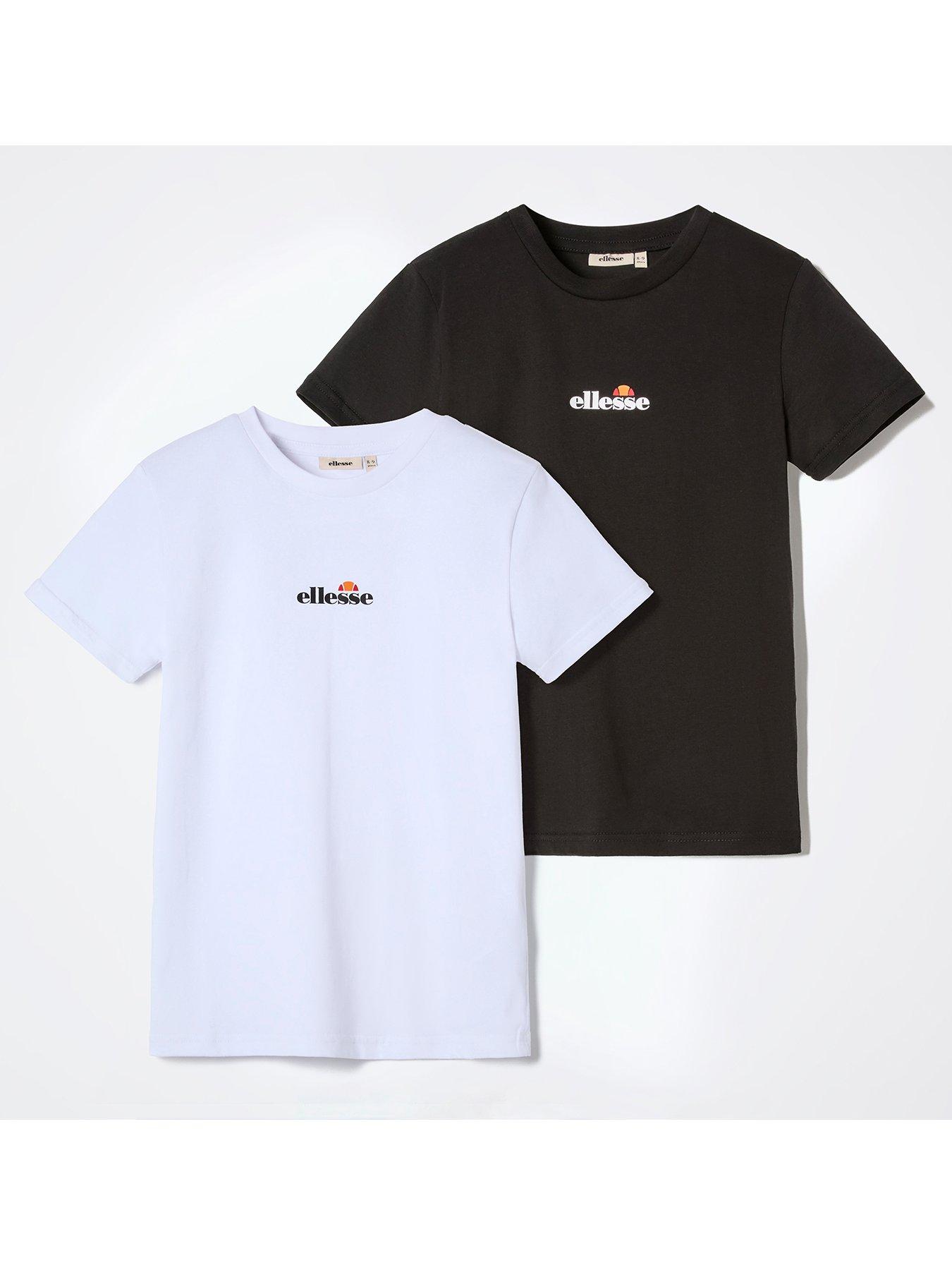  image of ellesse-junior-boys-duranio-2-pack-t-shirt-blackwhite