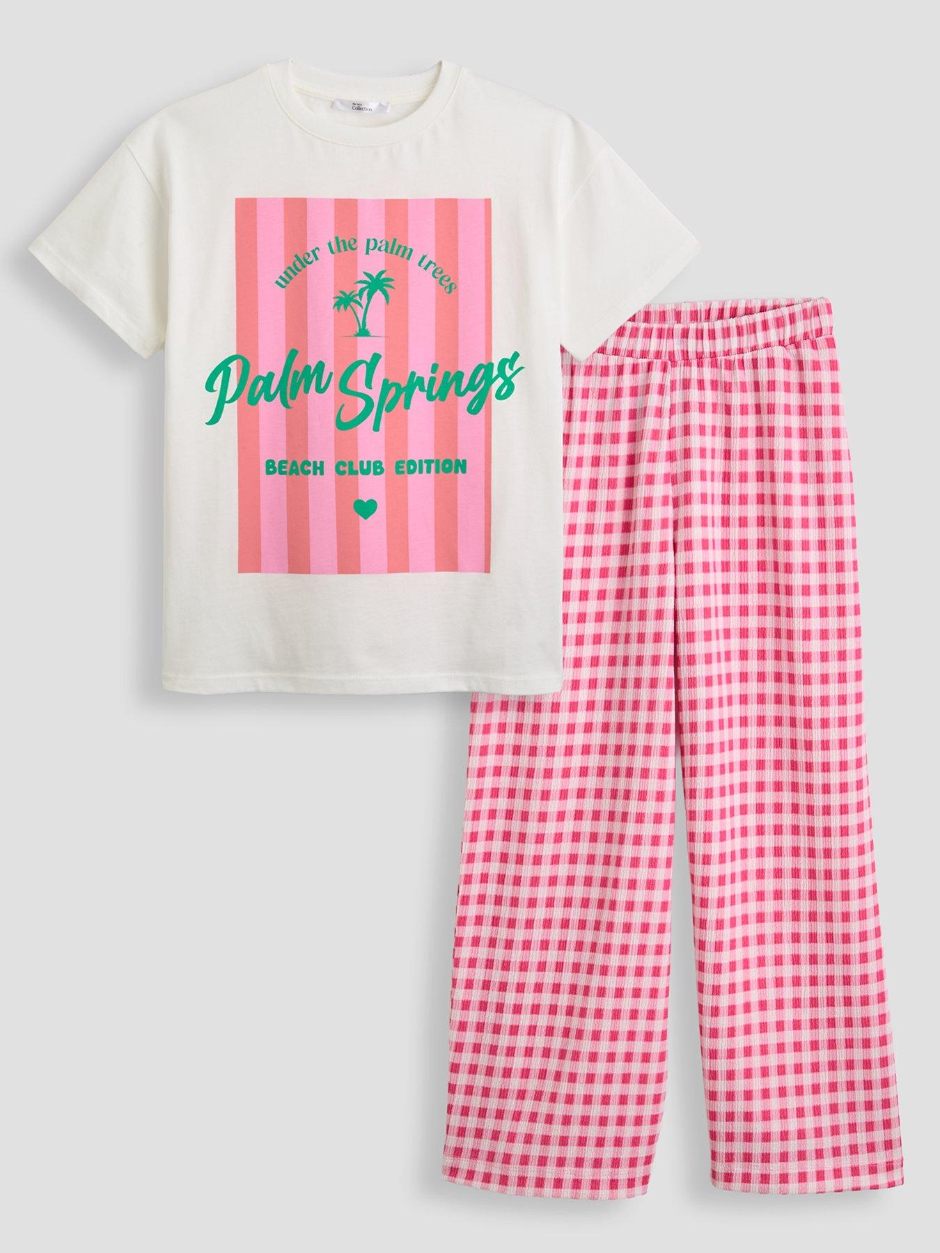 The Very Collection Girls Gingham Trouser And Oversized T-shirt - Pink
