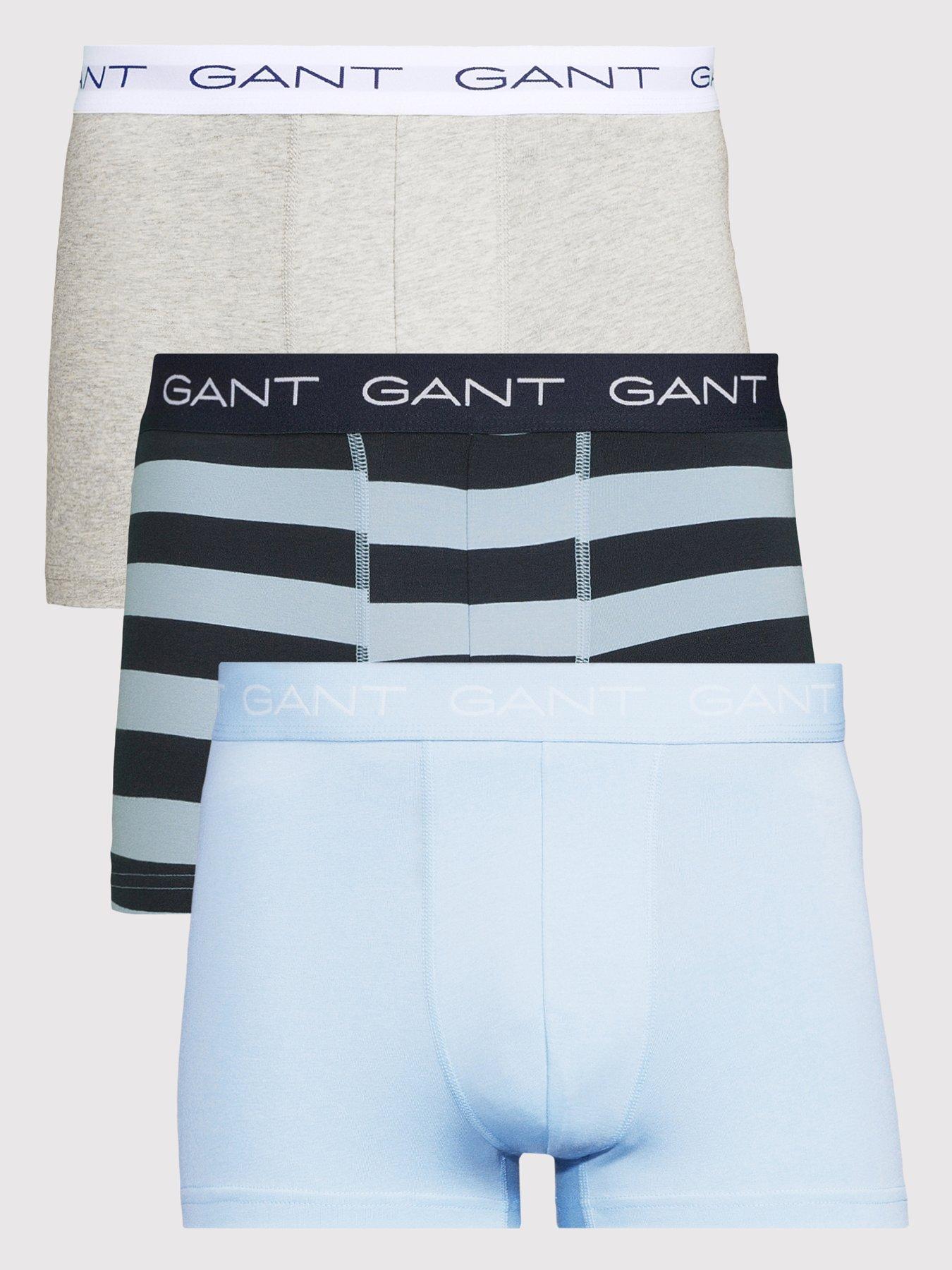 GANT 3 Pack Plain/Stripe Trunks - Blue