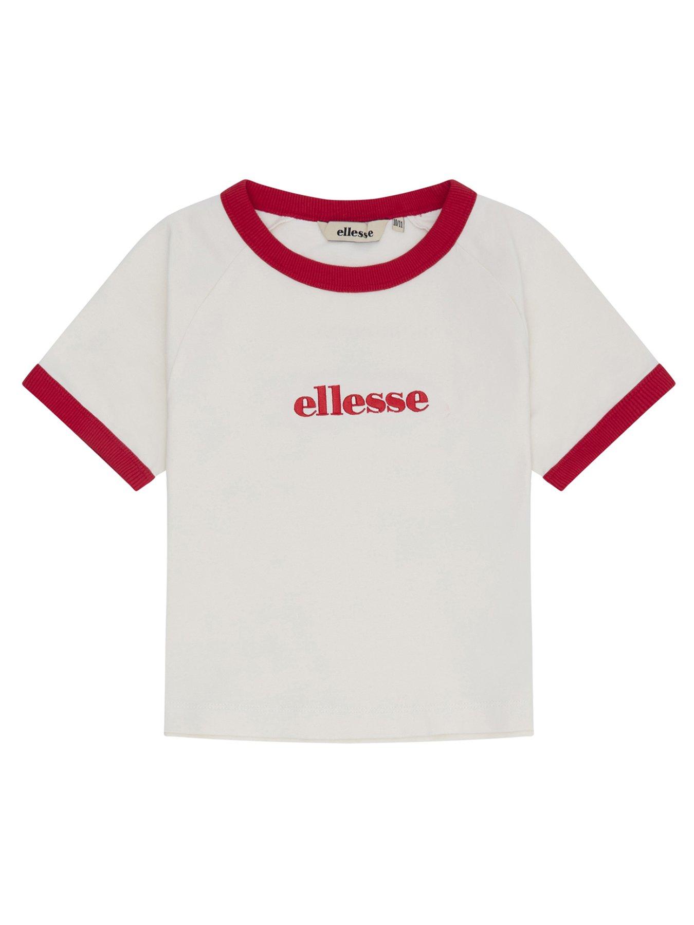 Ellesse Junior Girls Carpano T-Shirt -Off White/Red