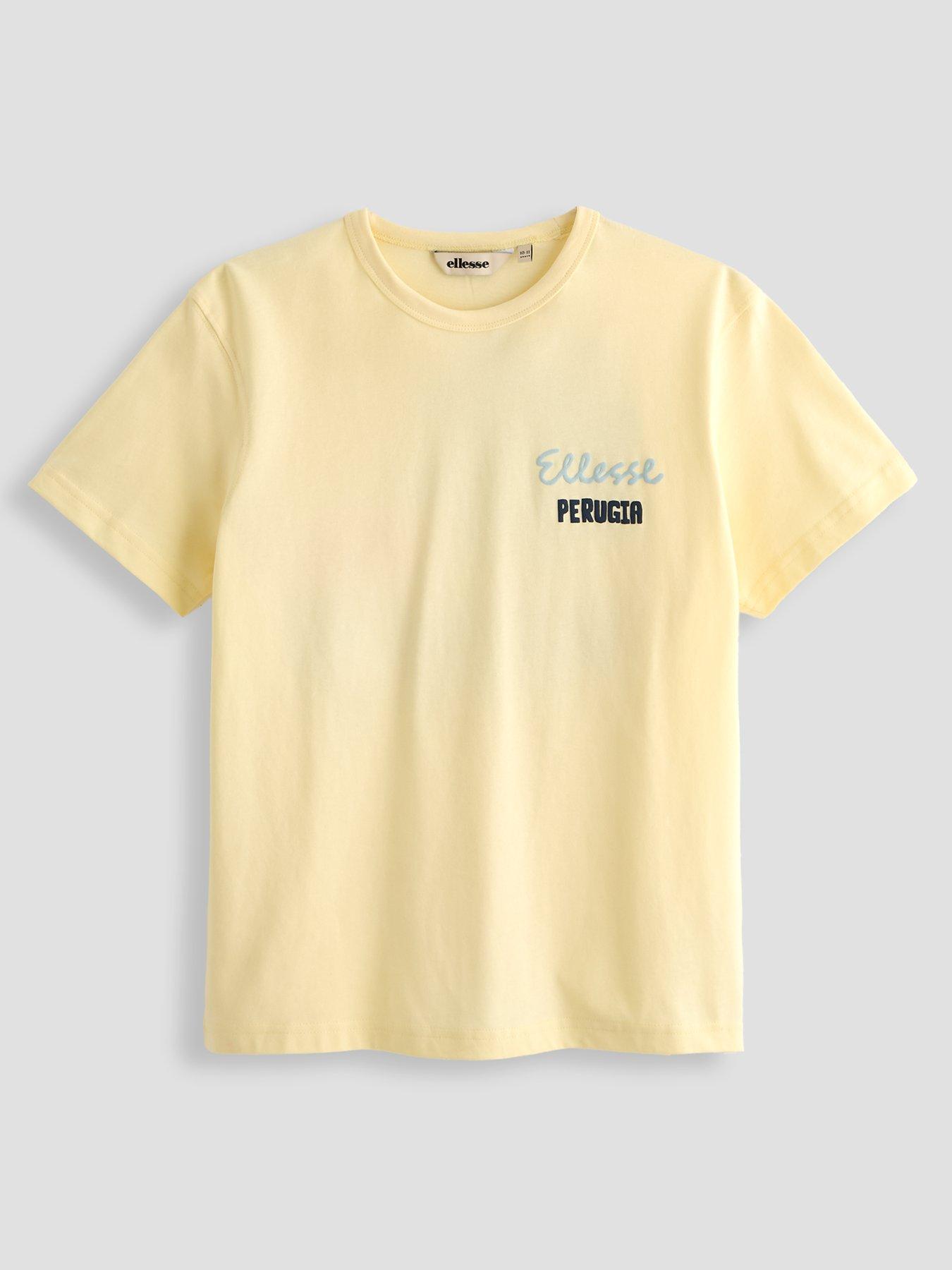 front image of ellesse-unisex-fruttas-tee-light-yellow
