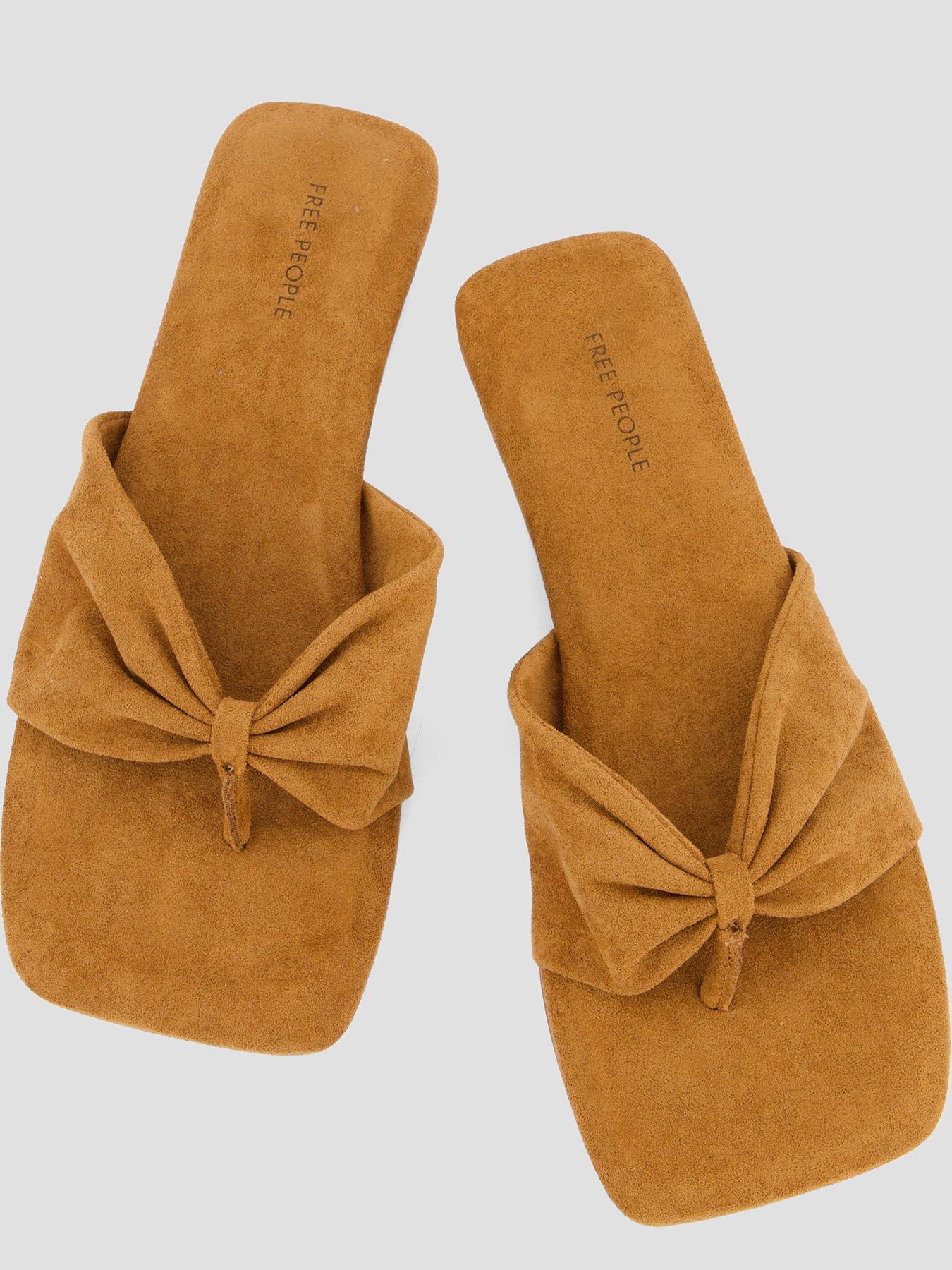 Image 3 of 7 of FREE PEOPLE Tia Ruched Vegan Suede Sandal - Brown