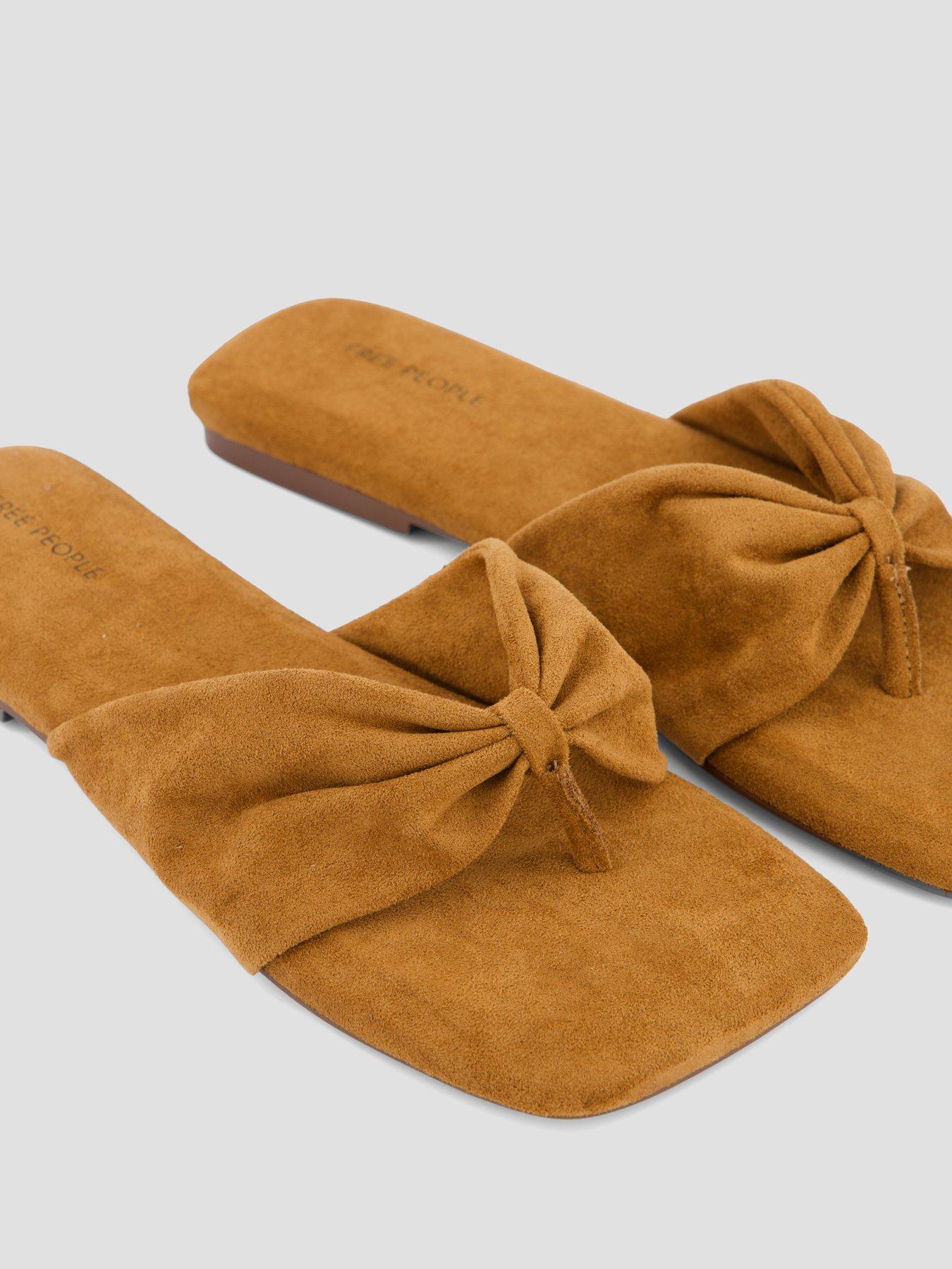 Image 5 of 7 of FREE PEOPLE Tia Ruched Vegan Suede Sandal - Brown
