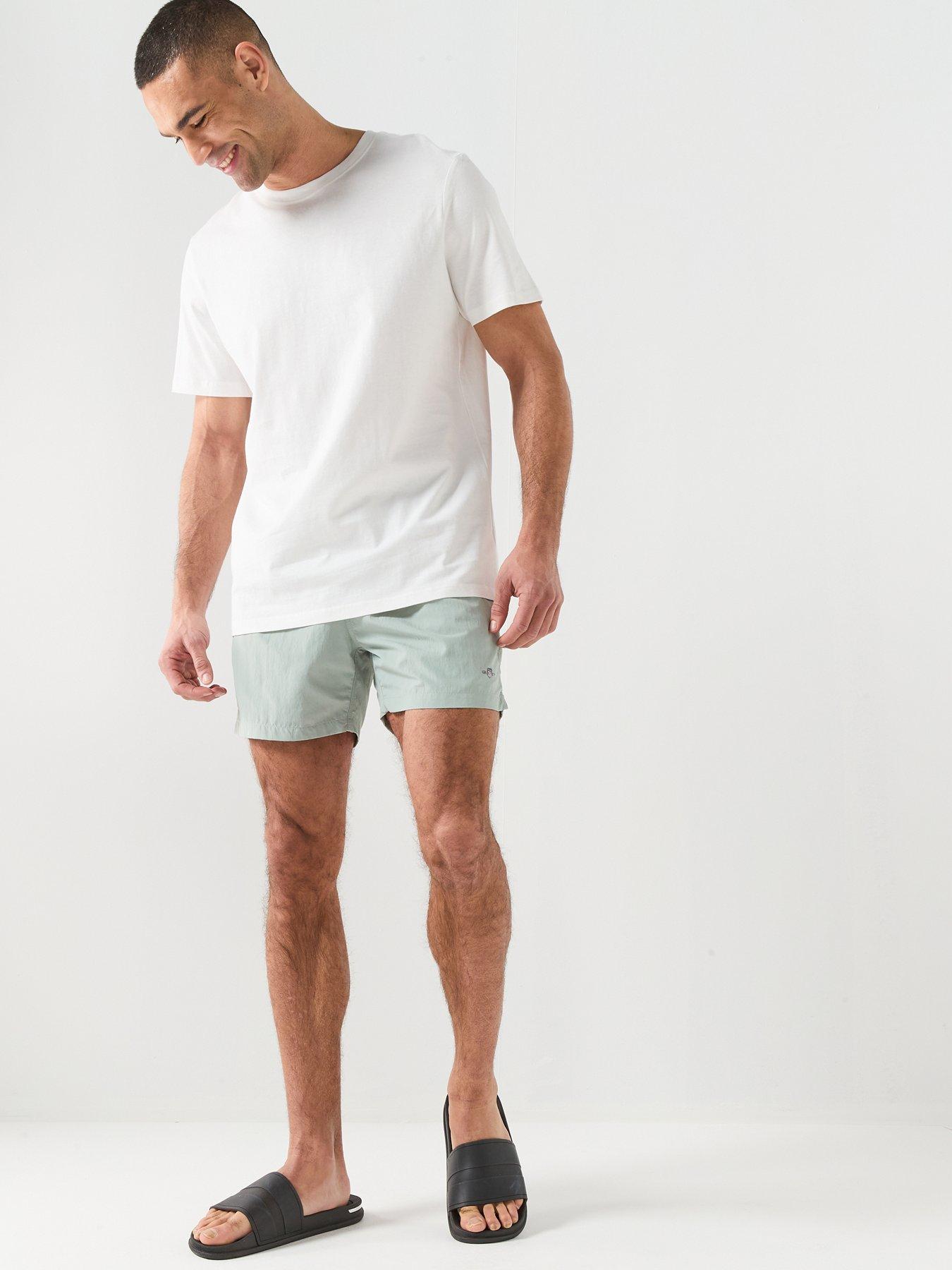  image of gant-logo-swim-shorts-light-grey