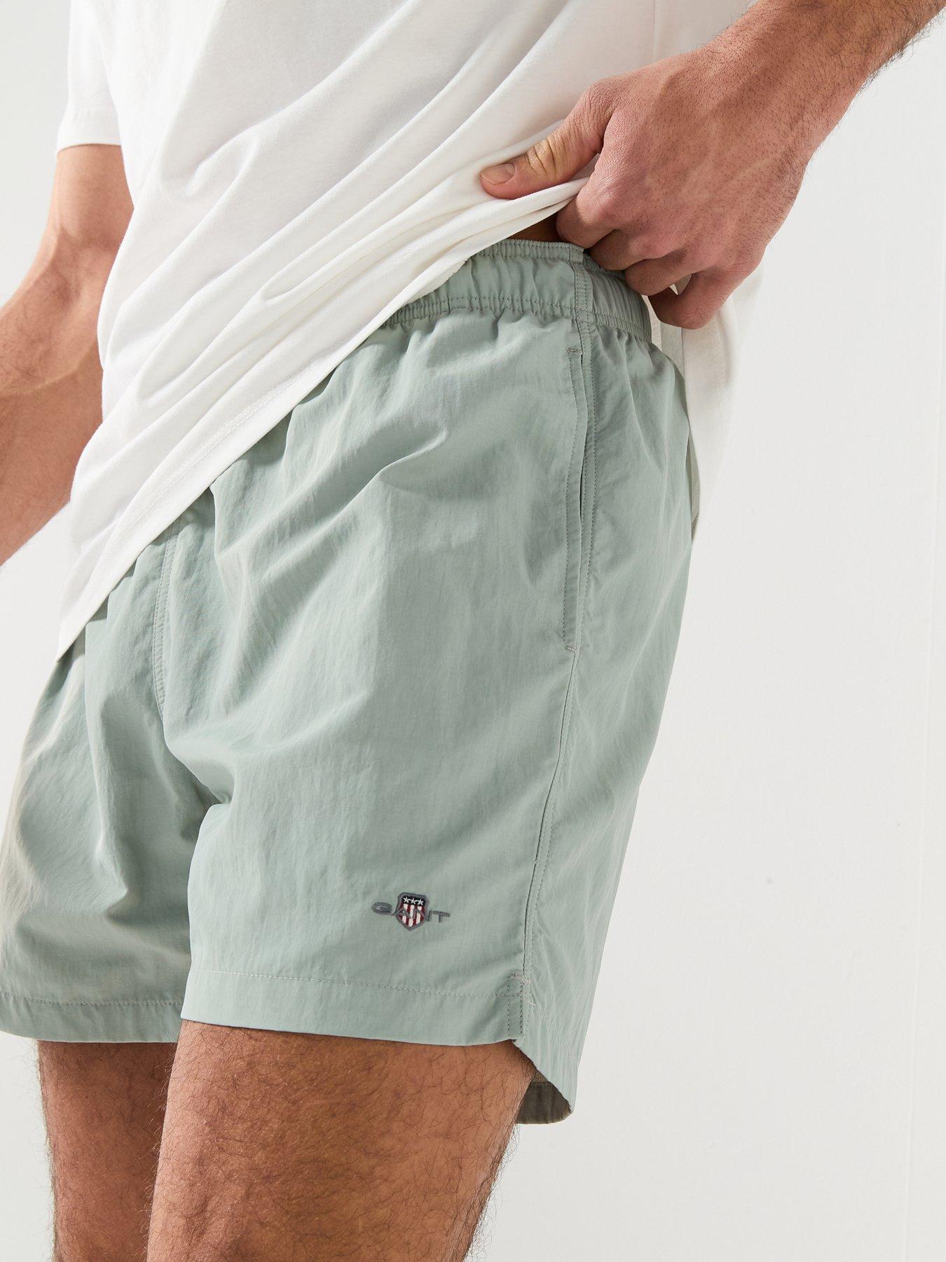  image of gant-logo-swim-shorts-light-grey
