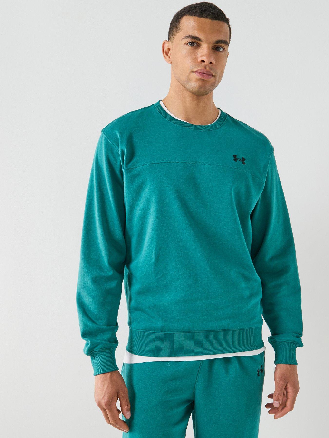  image of under-armour-mens-training-rival-terry-crew-green