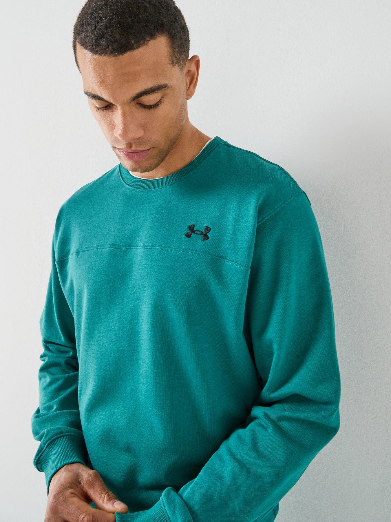  image of under-armour-mens-training-rival-terry-crew-green