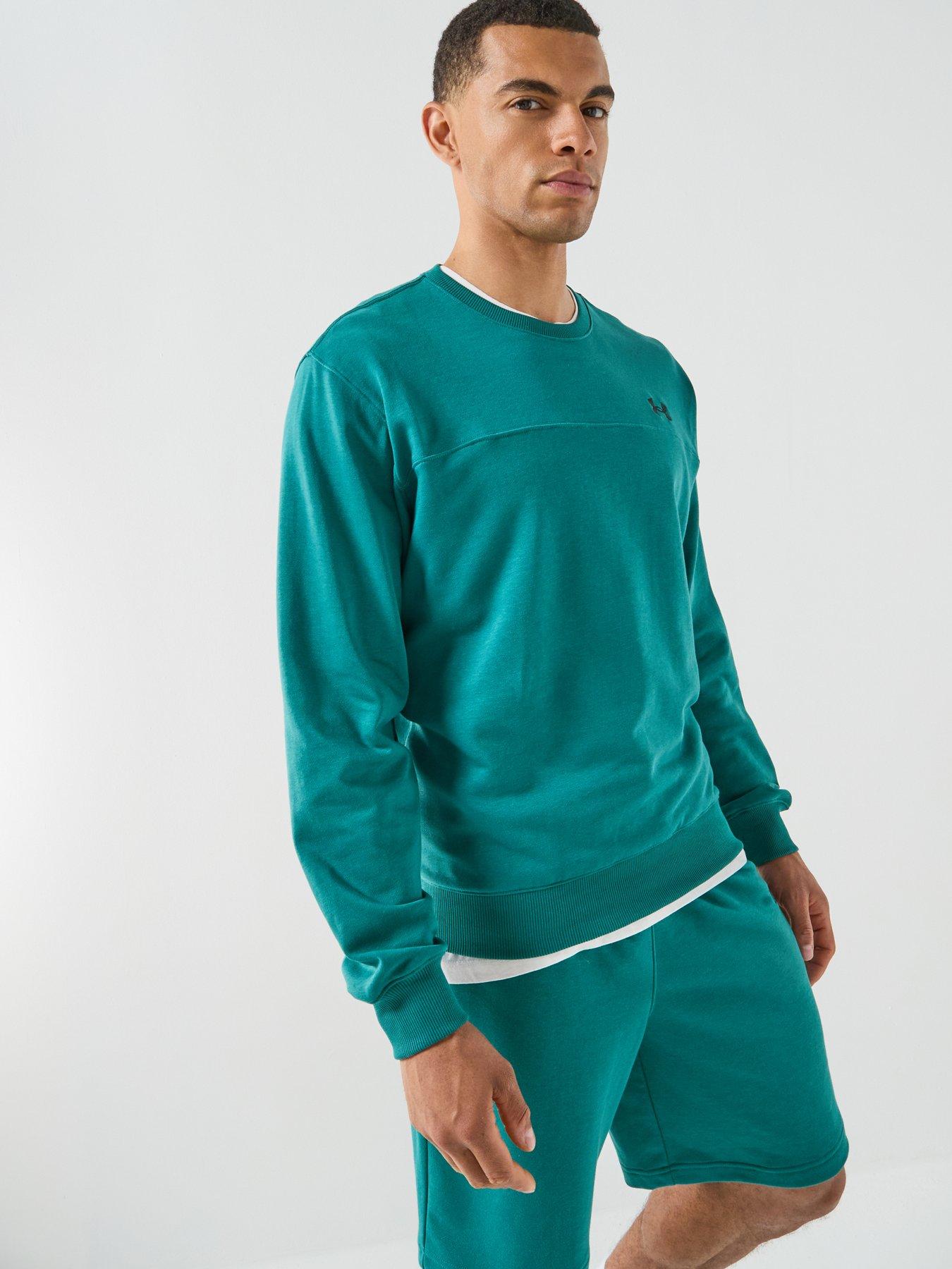  image of under-armour-mens-training-rival-terry-crew-green