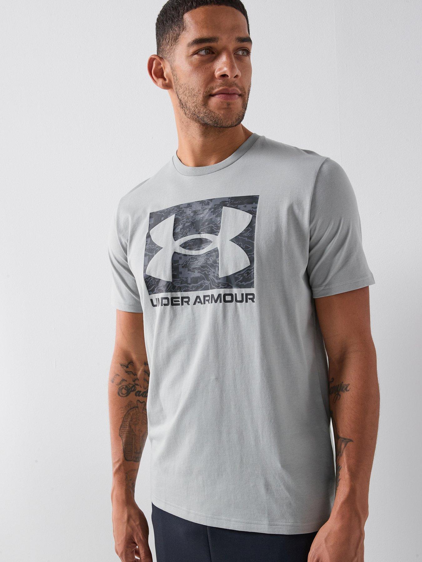 UNDER ARMOUR Mens Training Boxed Logo Short Sleeve T-Shirt - Grey