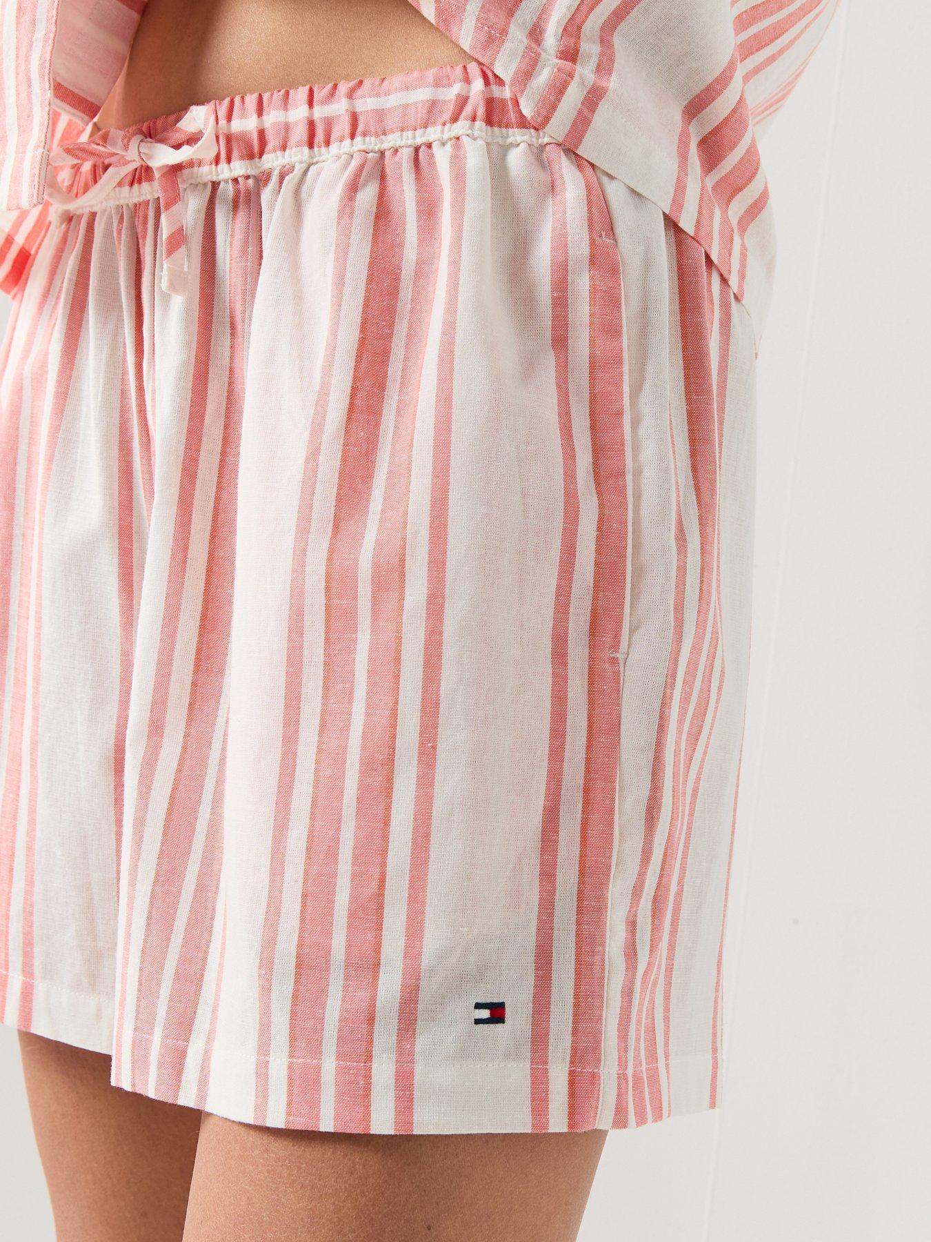 Image 4 of 6 of Tommy Hilfiger Ss Shirt Linen Pj Shorts Set
