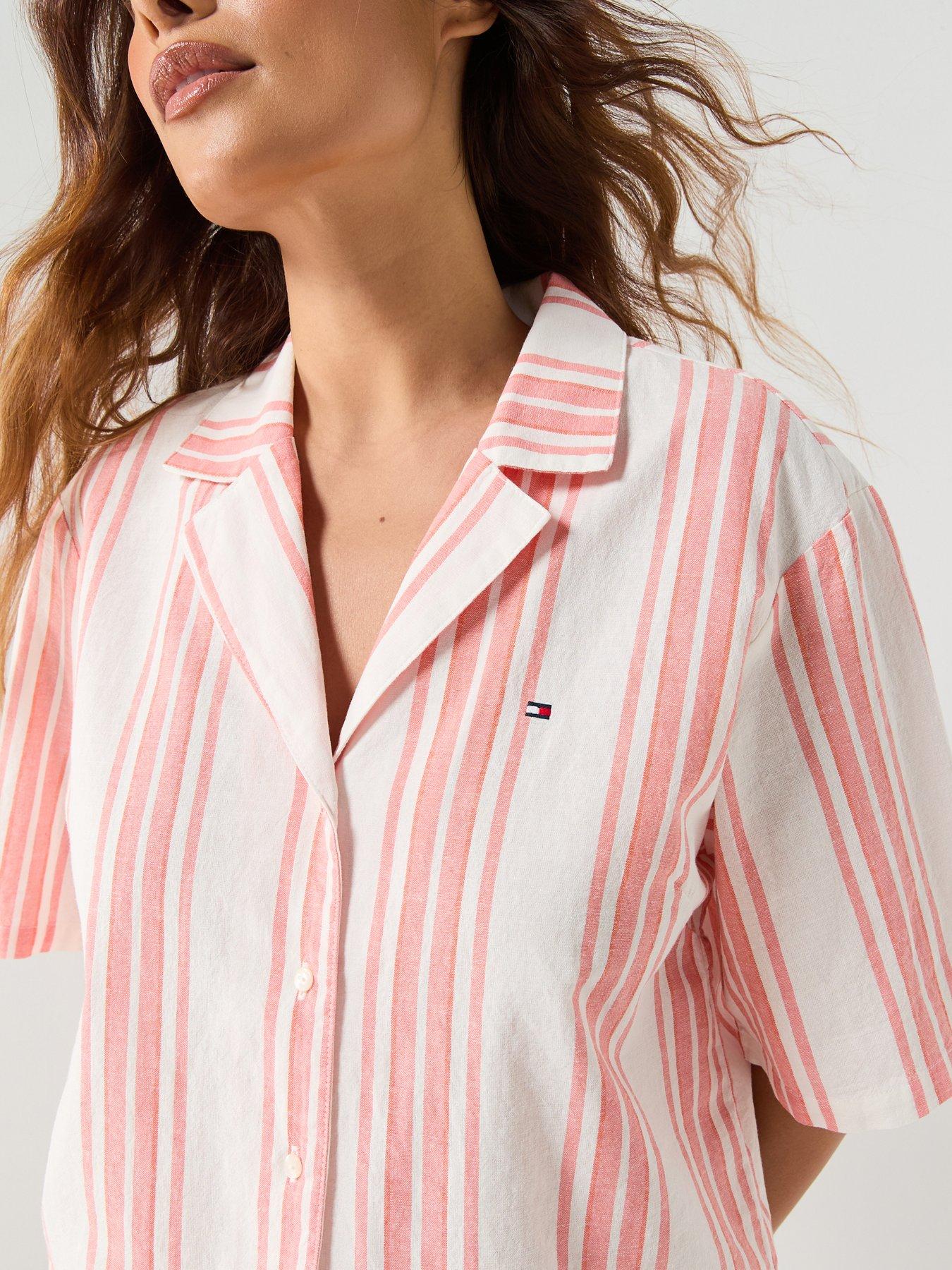 Image 5 of 6 of Tommy Hilfiger Ss Shirt Linen Pj Shorts Set