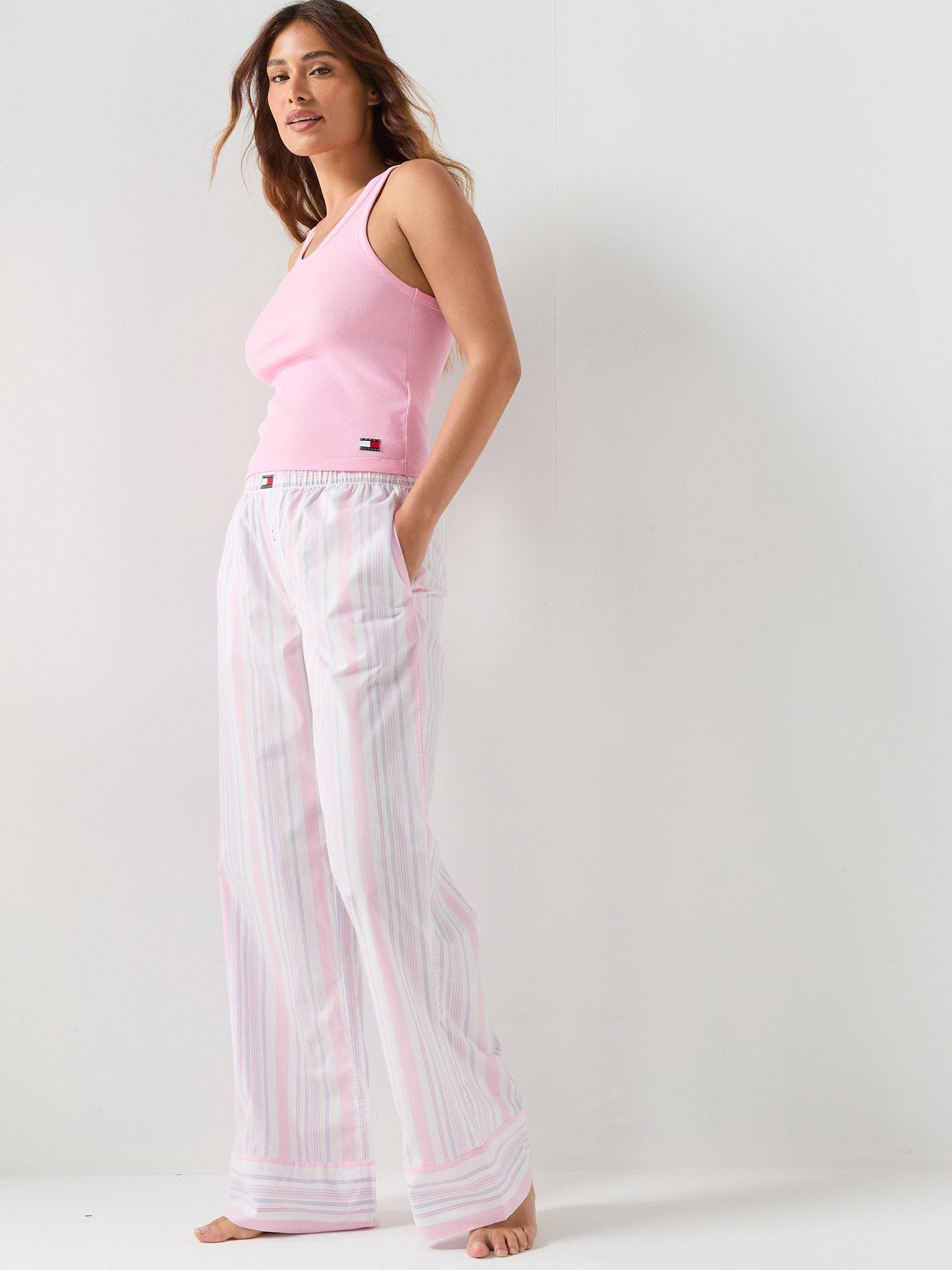  image of tommy-hilfiger-poplin-stripe-pants-pink