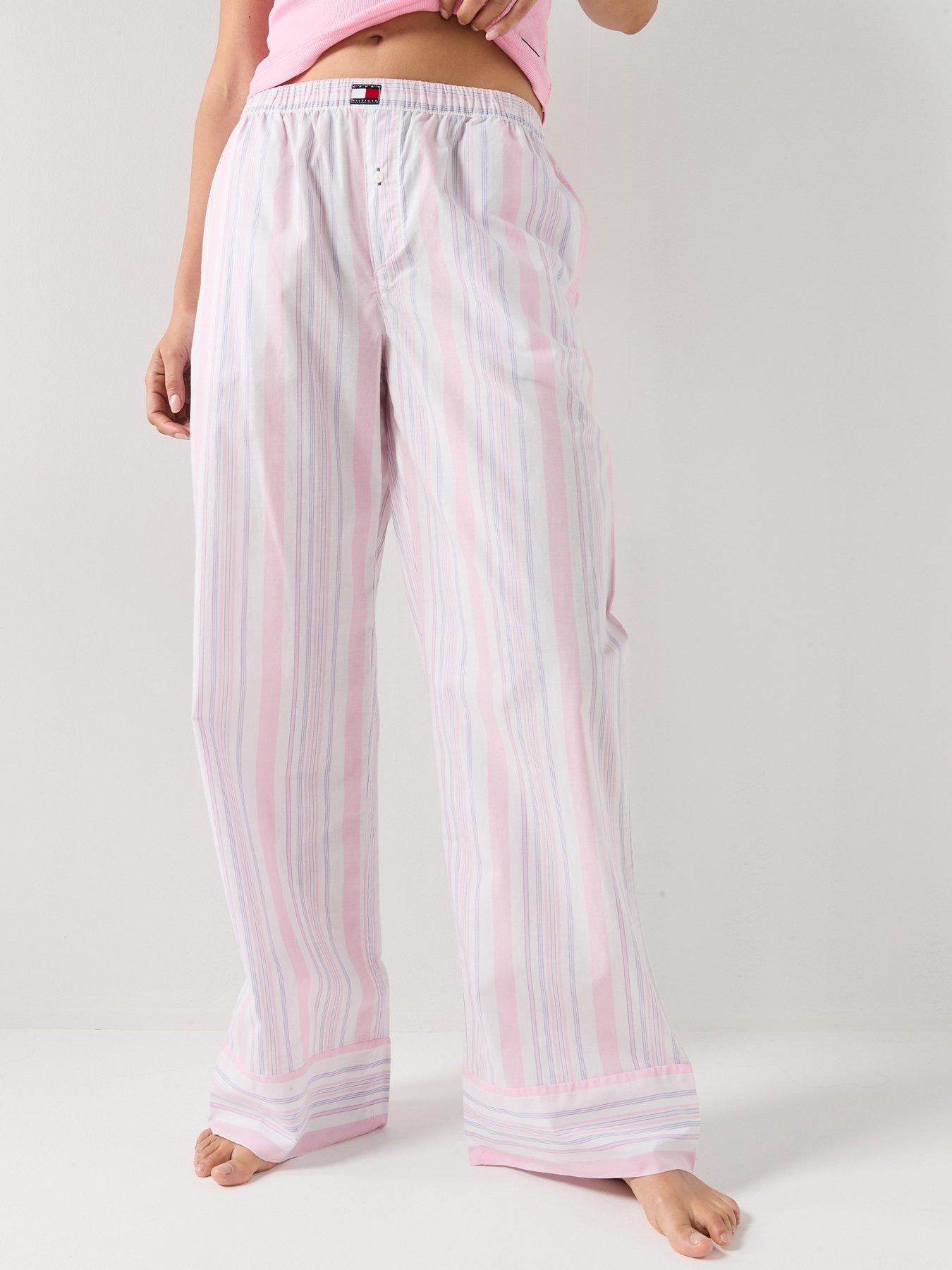  image of tommy-hilfiger-poplin-stripe-pants-pink