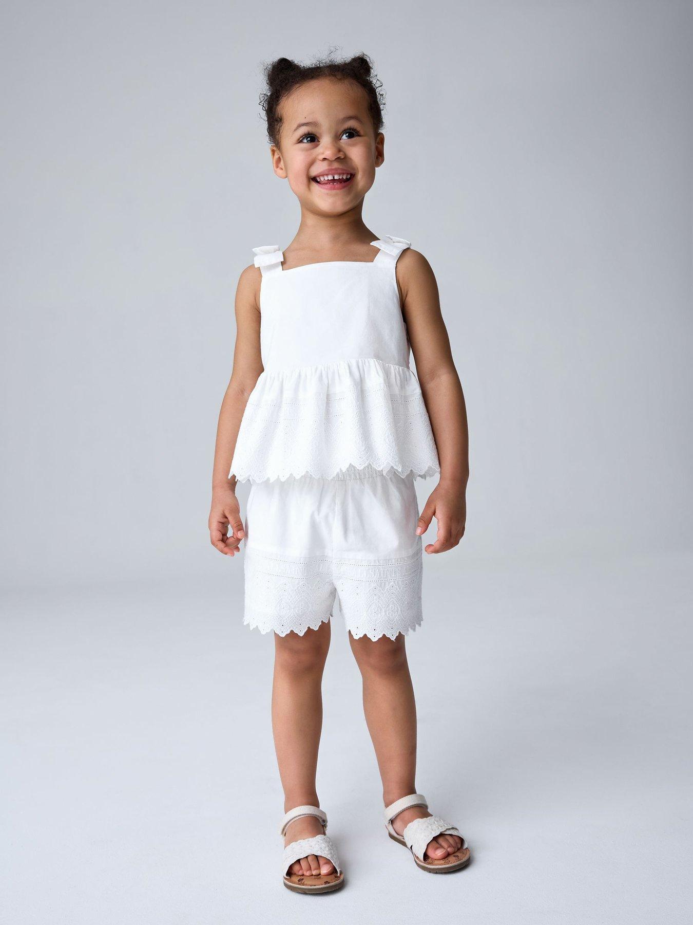 smALLSAINTS Younger Girls Broderie Top And Shorts Set - White