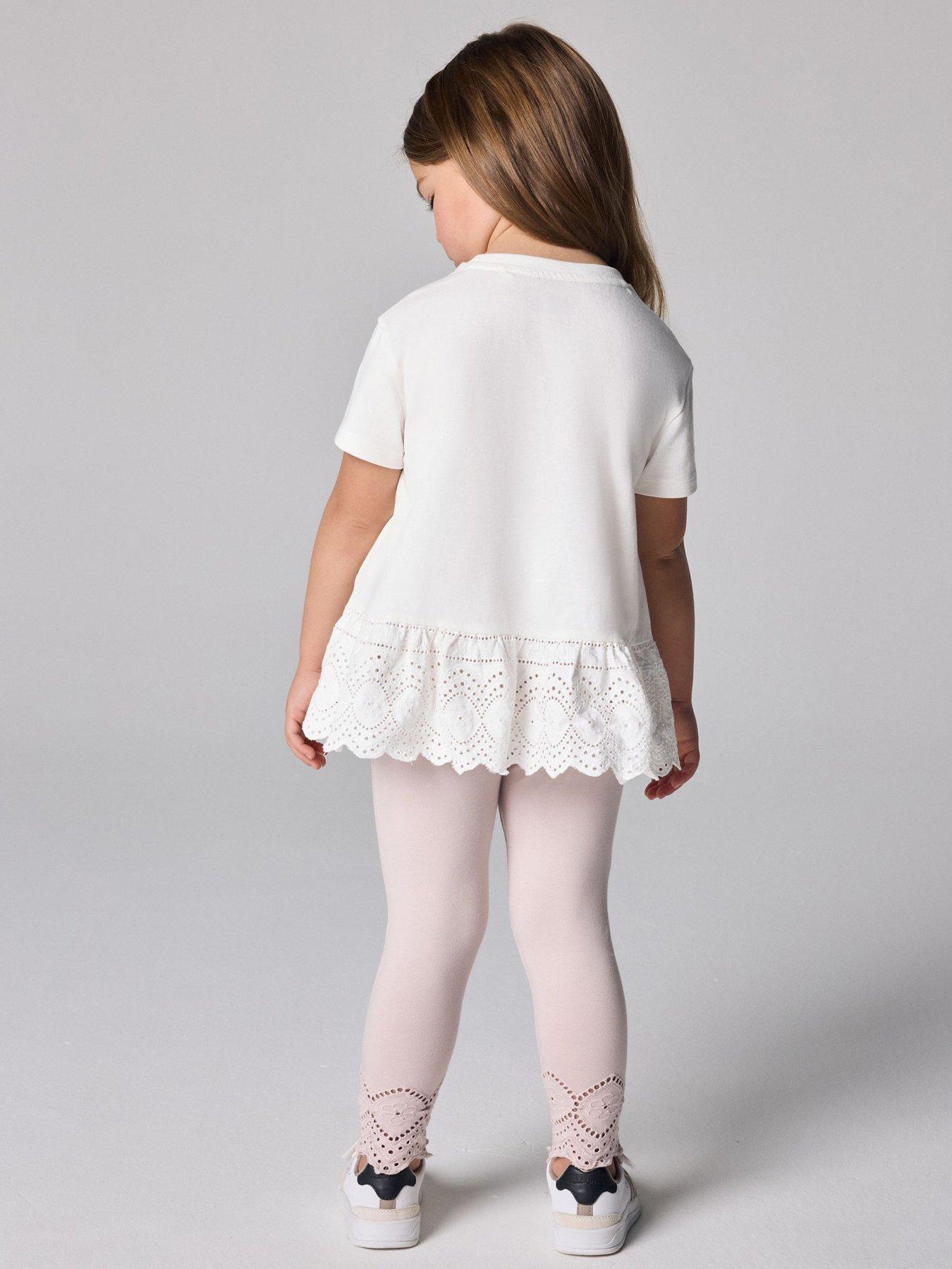 Image 2 of 7 of smALLSAINTS Younger Girls Logo Frill T-Shirt and Legging Set - Pink