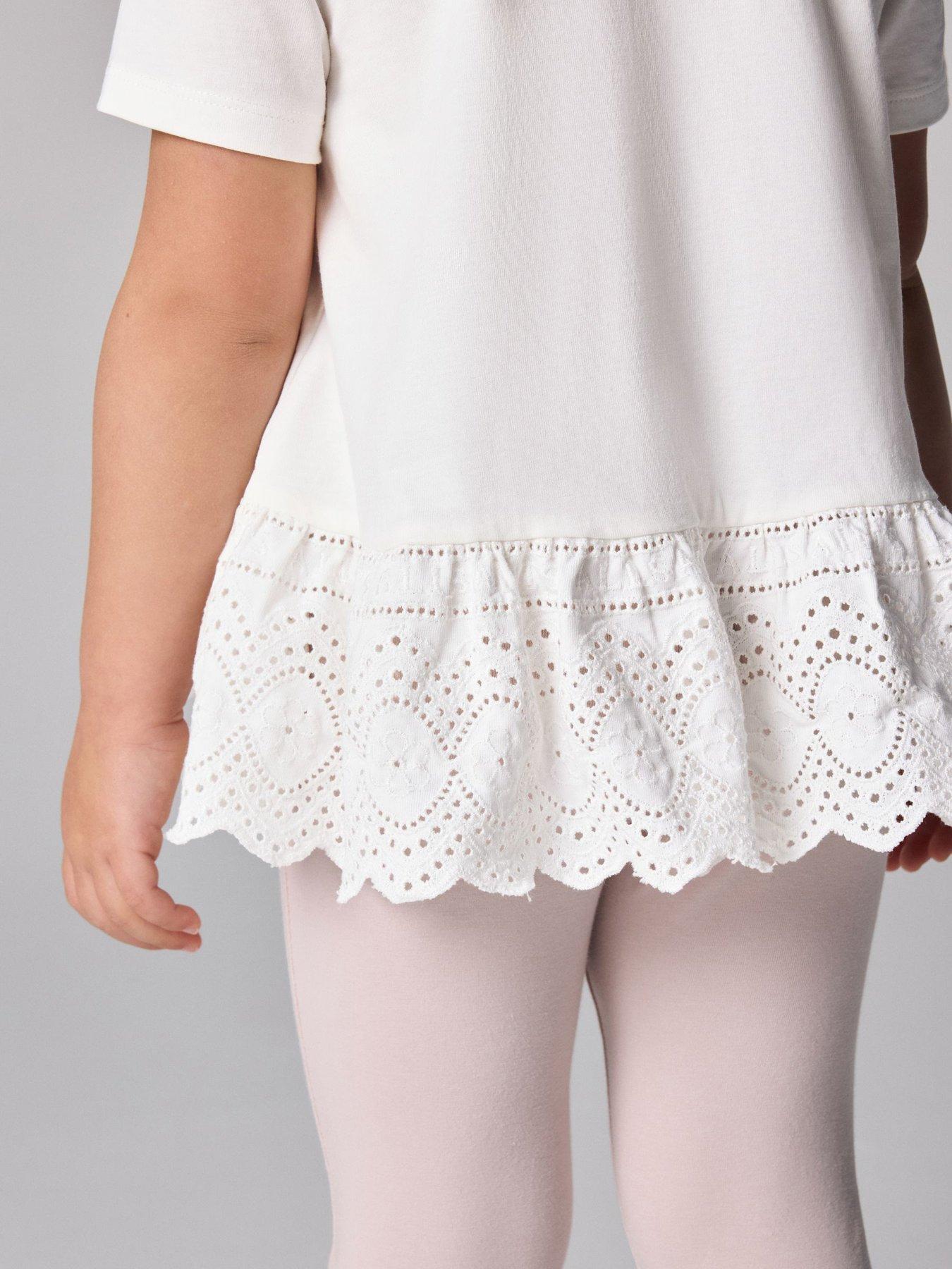 Image 4 of 7 of smALLSAINTS Younger Girls Logo Frill T-Shirt and Legging Set - Pink