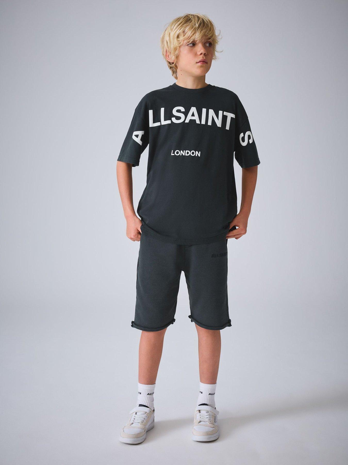 smALLSAINTS Boys Graphic Letter Sweat Short Set - Dark Grey | Littlewoods