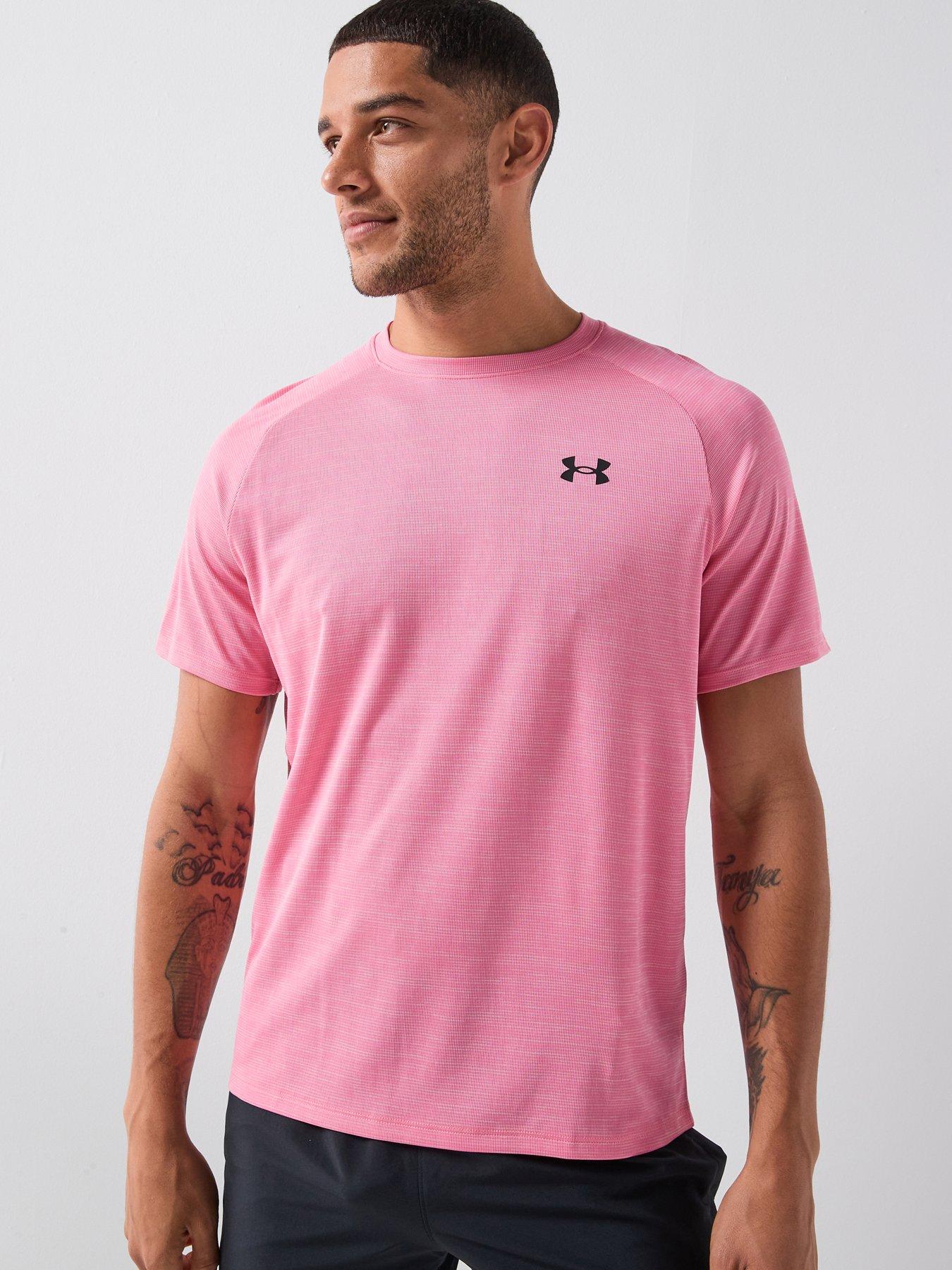  image of under-armour-mens-training-tech-short-sleeve-crew-pink