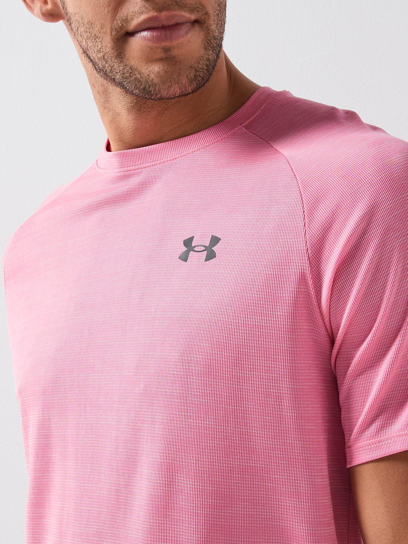  image of under-armour-mens-training-tech-short-sleeve-crew-pink