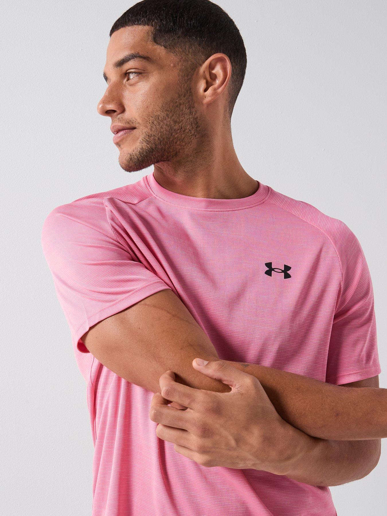  image of under-armour-mens-training-tech-short-sleeve-crew-pink